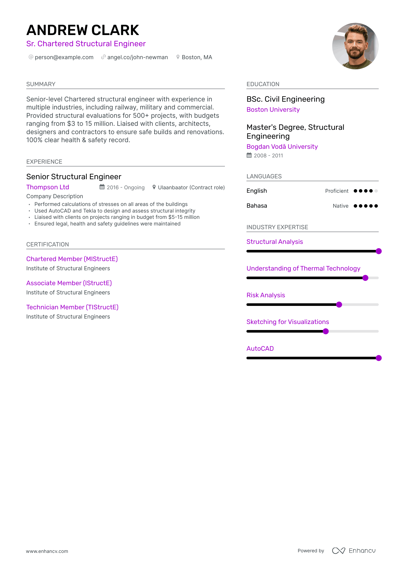 Modern Structural Engineer Resume Template