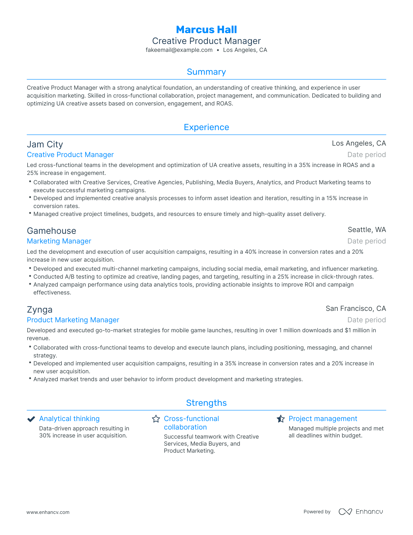 Traditional Creative Product Manager Resume Template