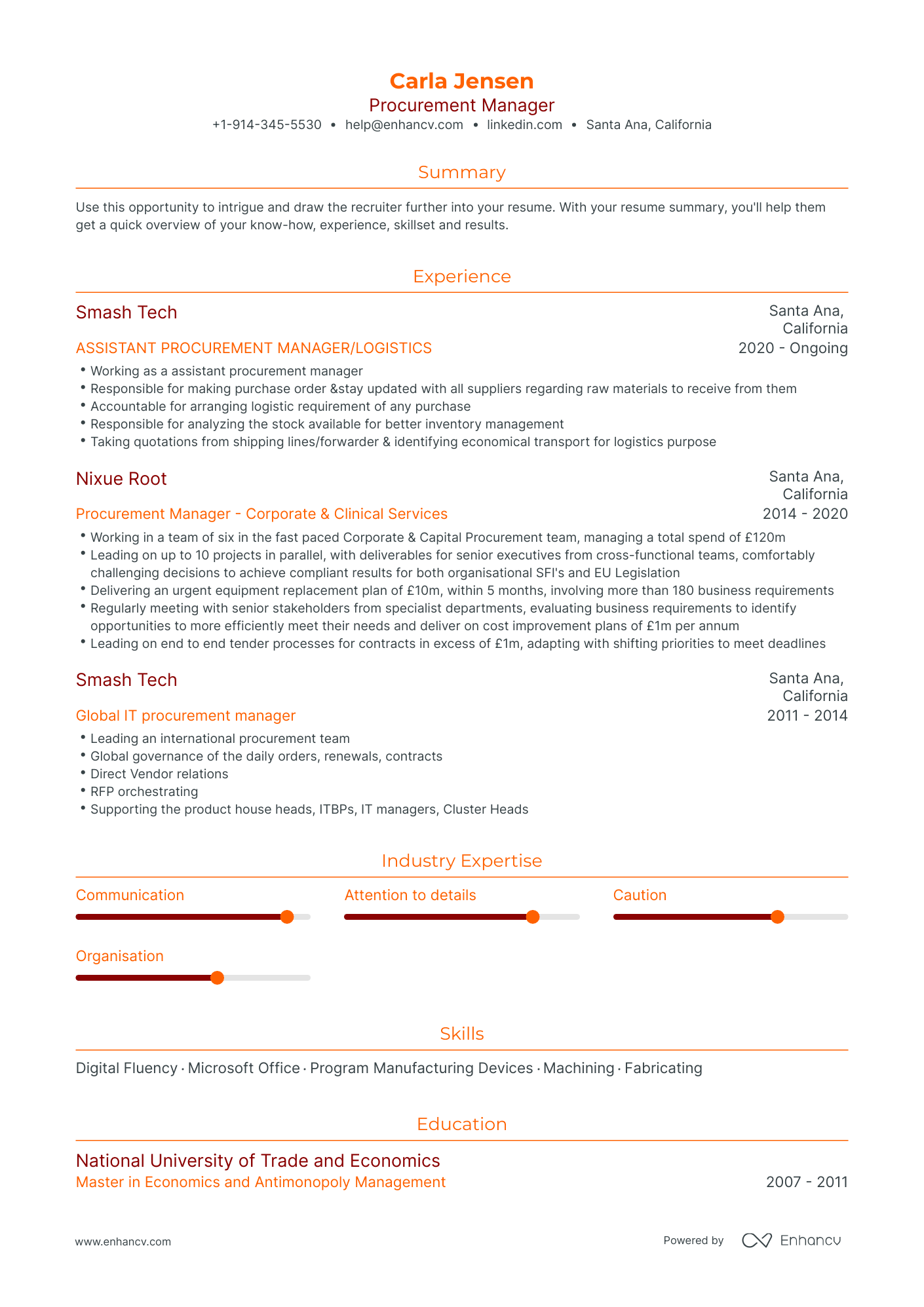 Procurement Manager Resume Examples & Guide for 2023 (Layout, Skills ...