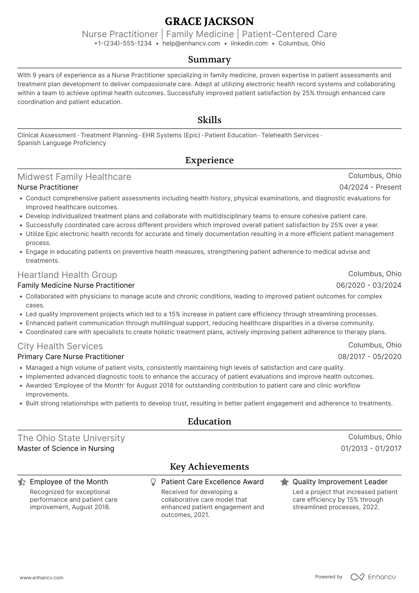 A resume example of a Medical