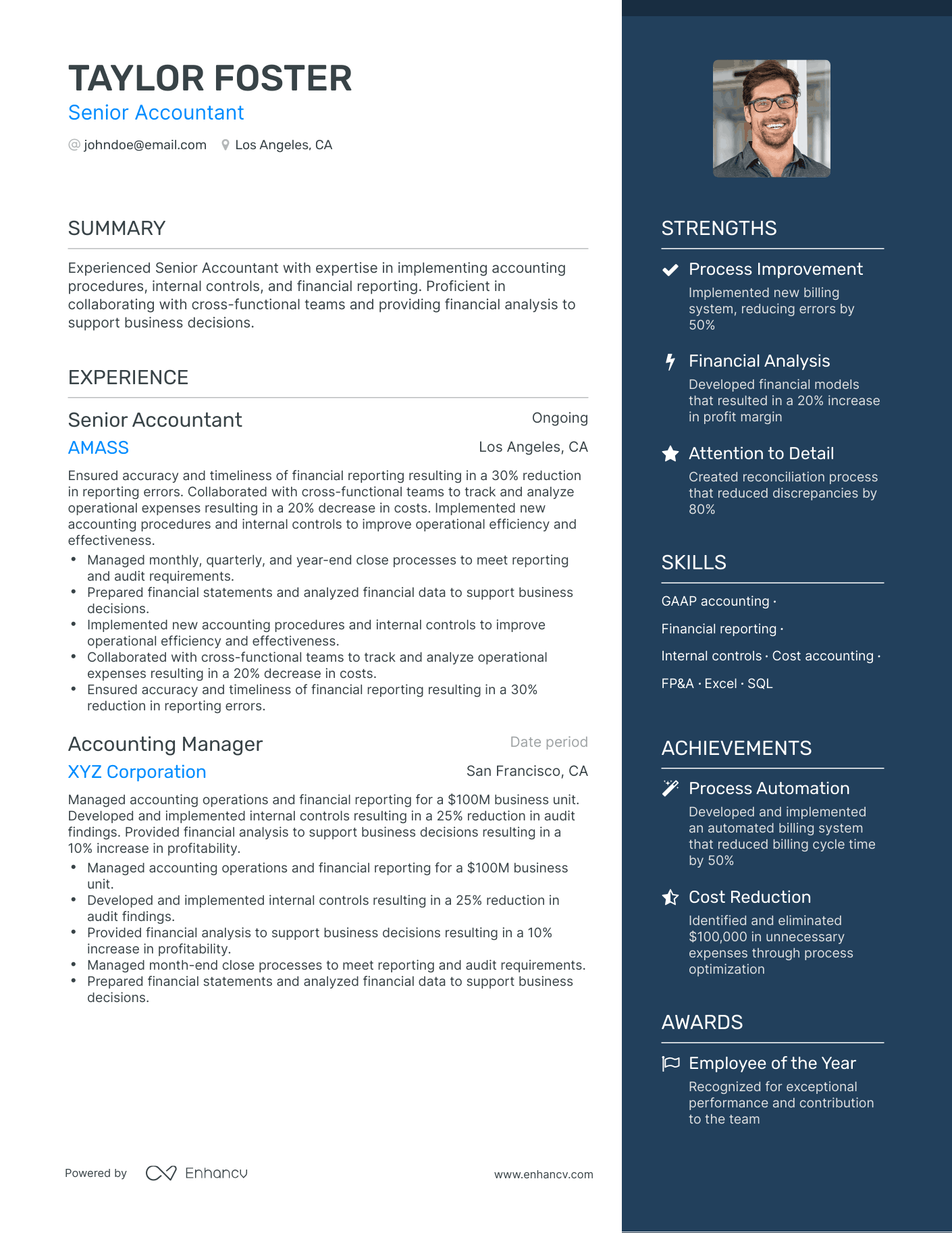 One Page Functional Accounting Resume Template