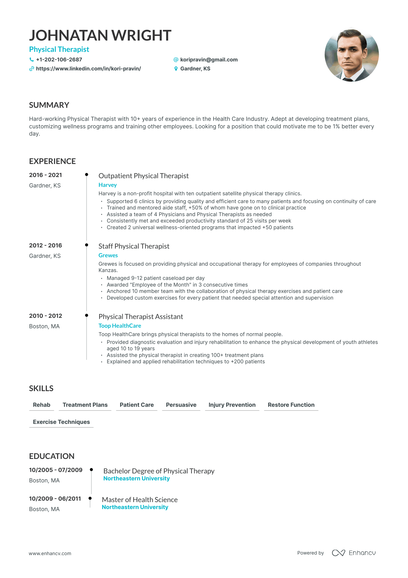 Timeline Physical Therapist Resume Template