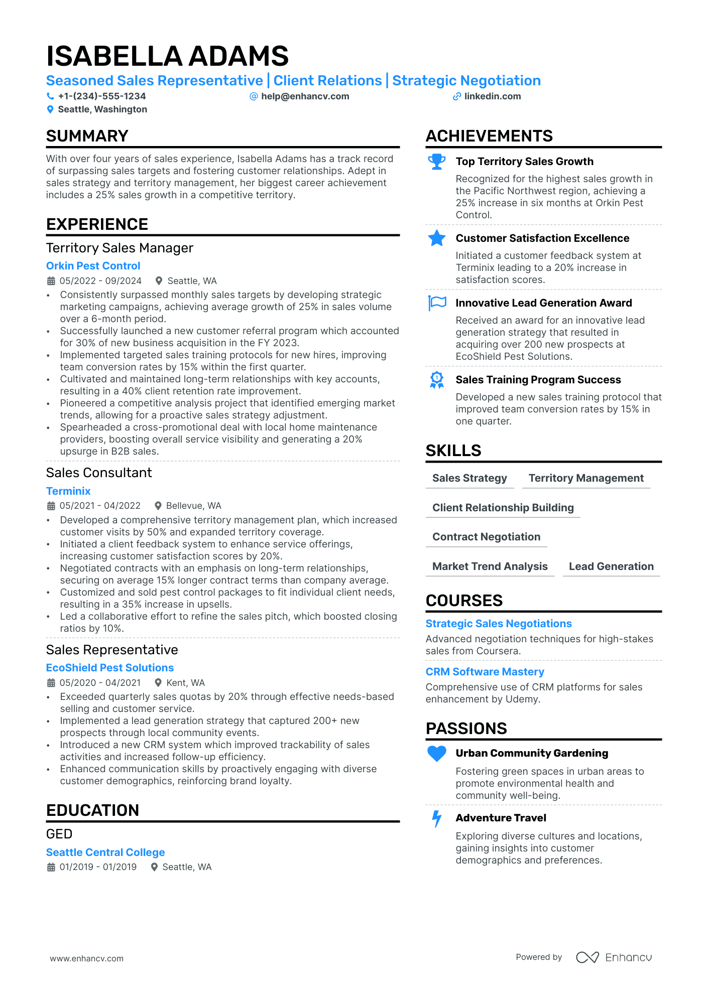 resume example for skills sales