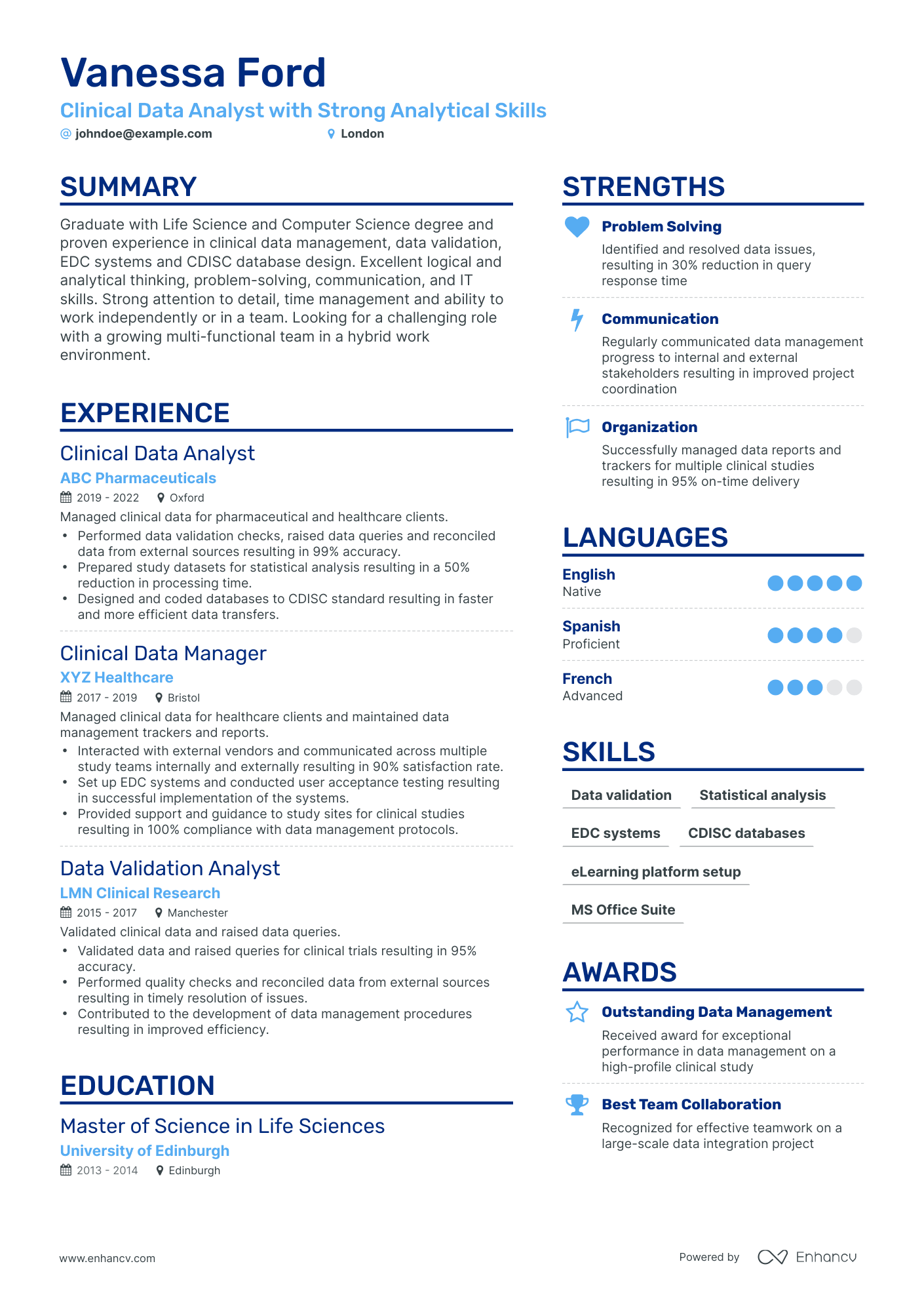 Simple Clinical Data Analyst Resume Template