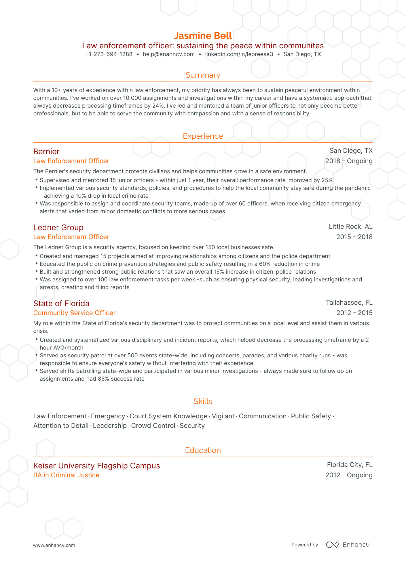 Traditional Law Enforcement Resume Template