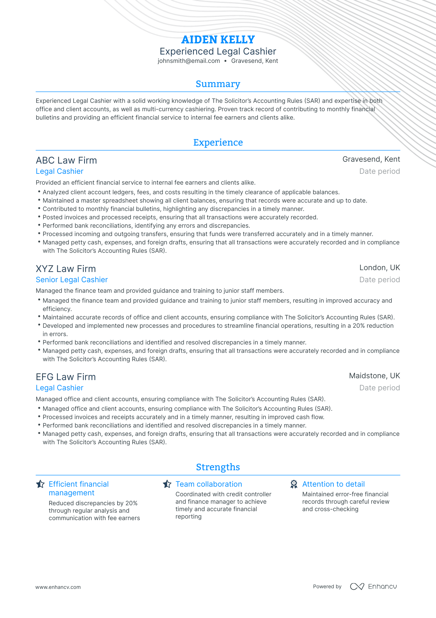 Traditional Cashier Manager Resume Template