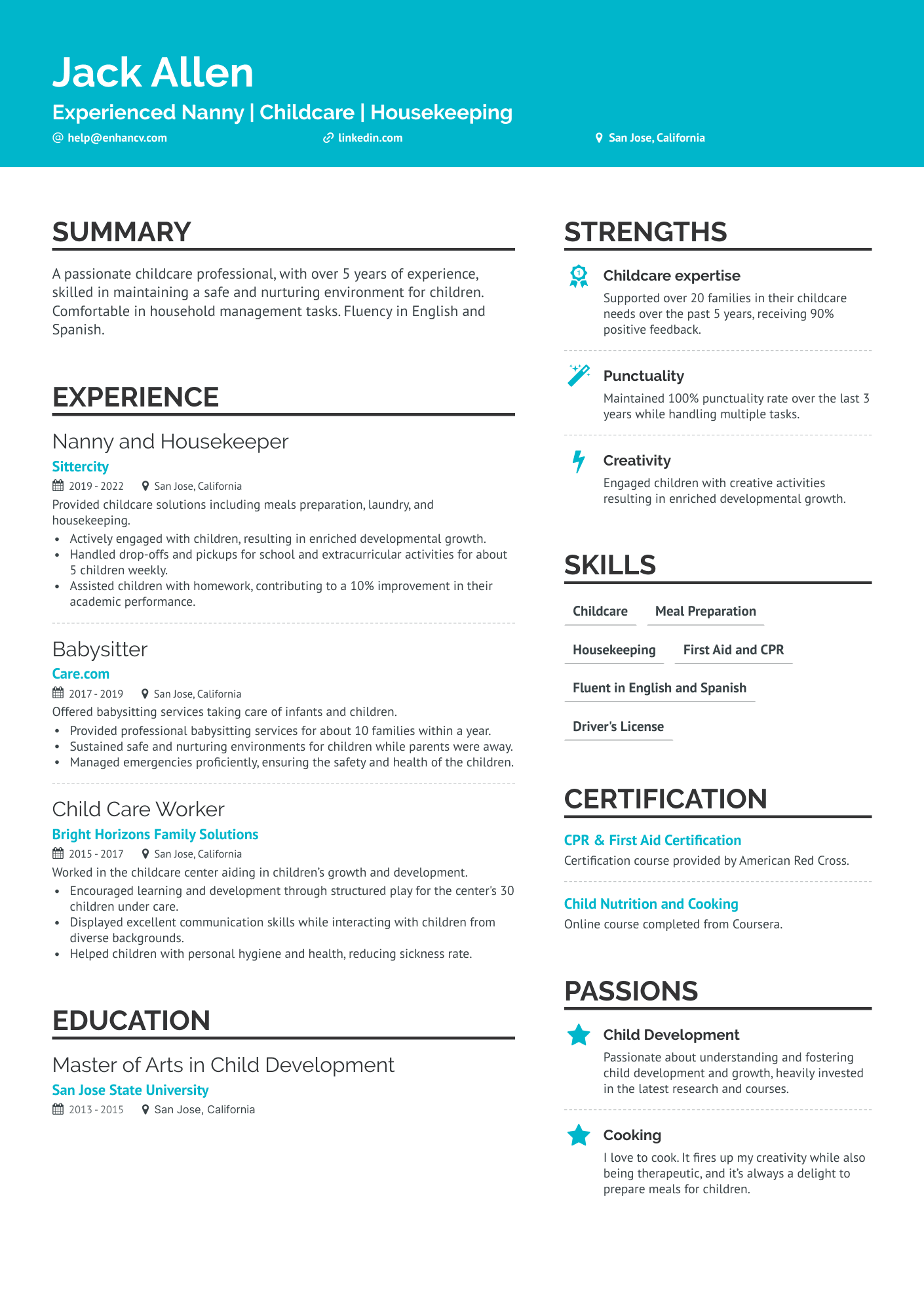 how to write a good resume for nanny