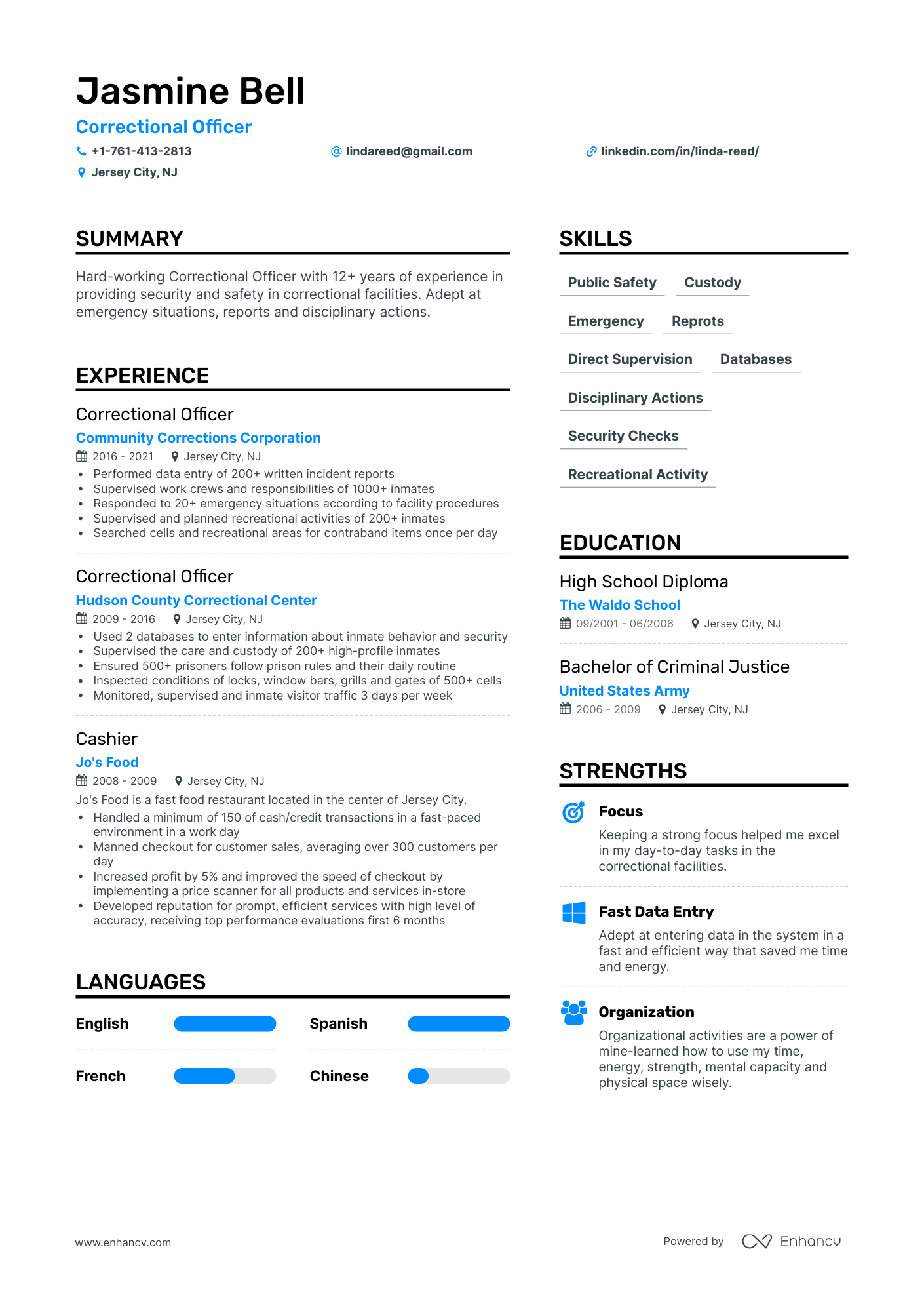 Simple Correctional Officer Resume Template