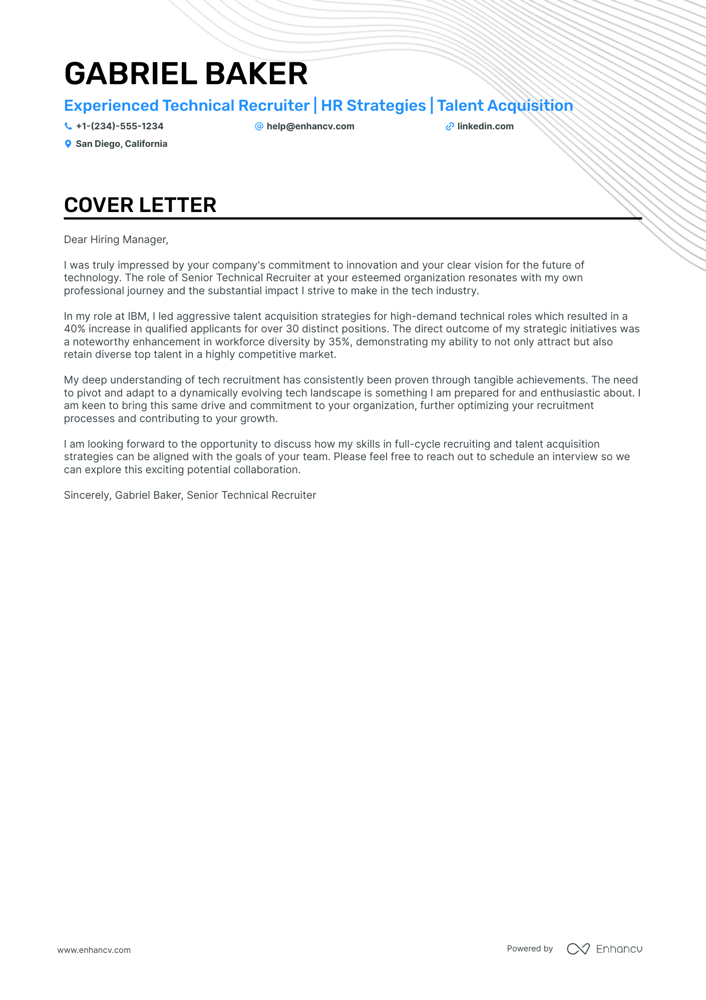 sample cover letter for job application recruiter