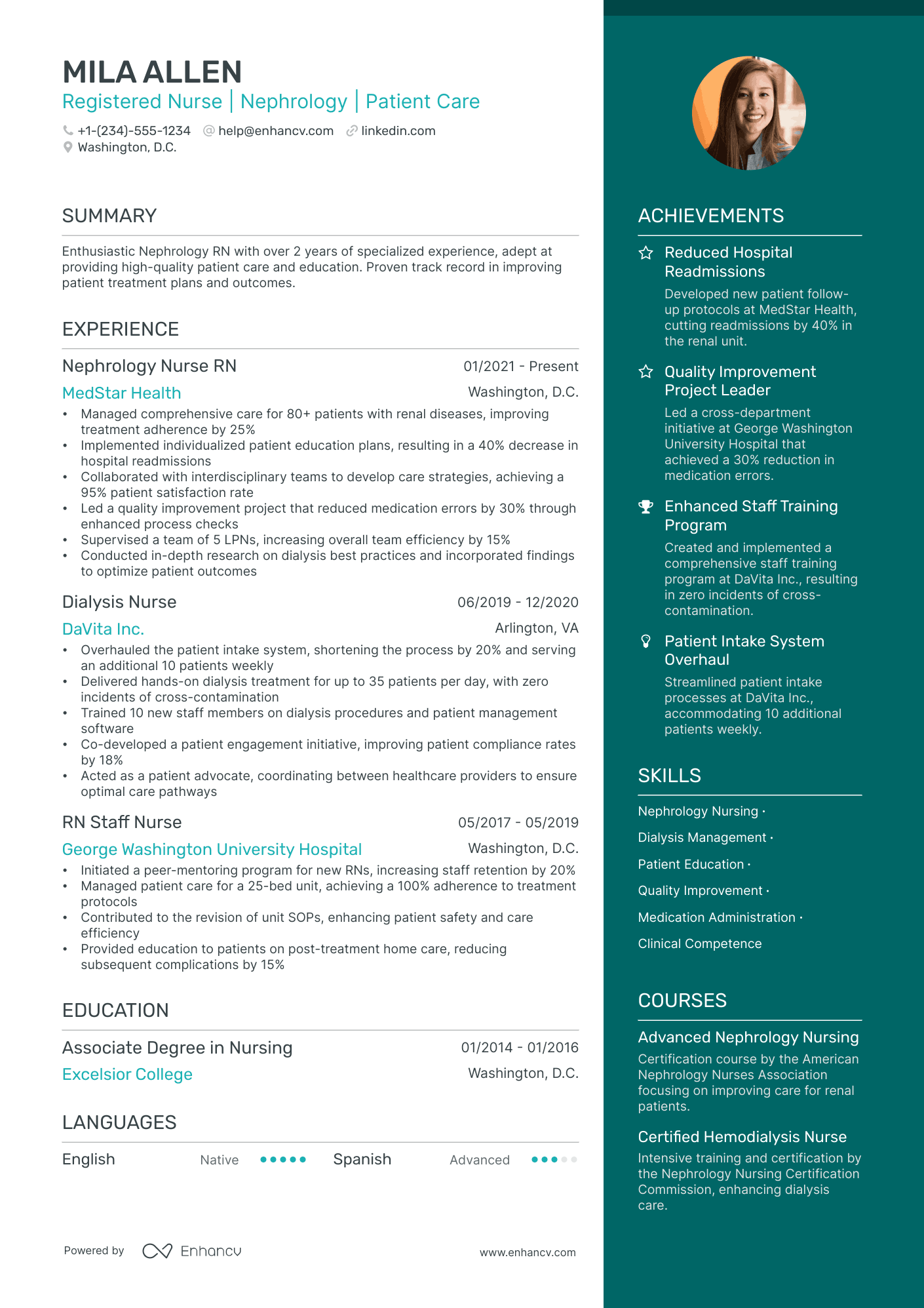 sample resume for dialysis rn