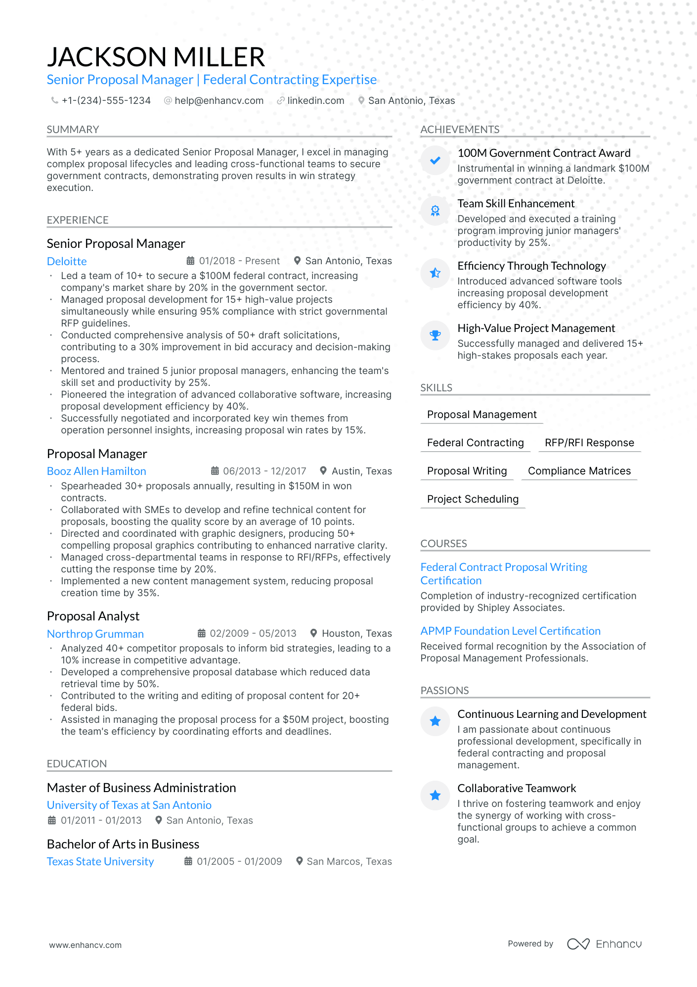 project manager resume rfp
