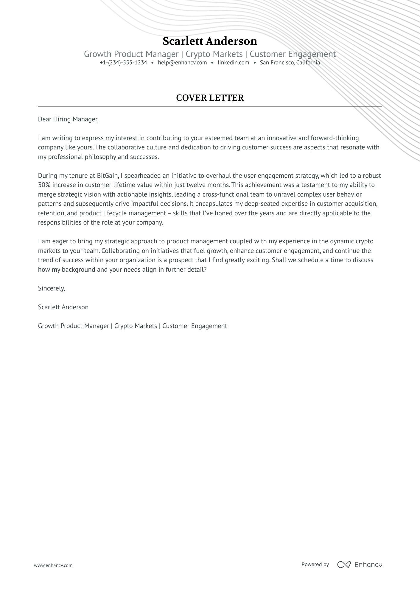 cover letter of a product