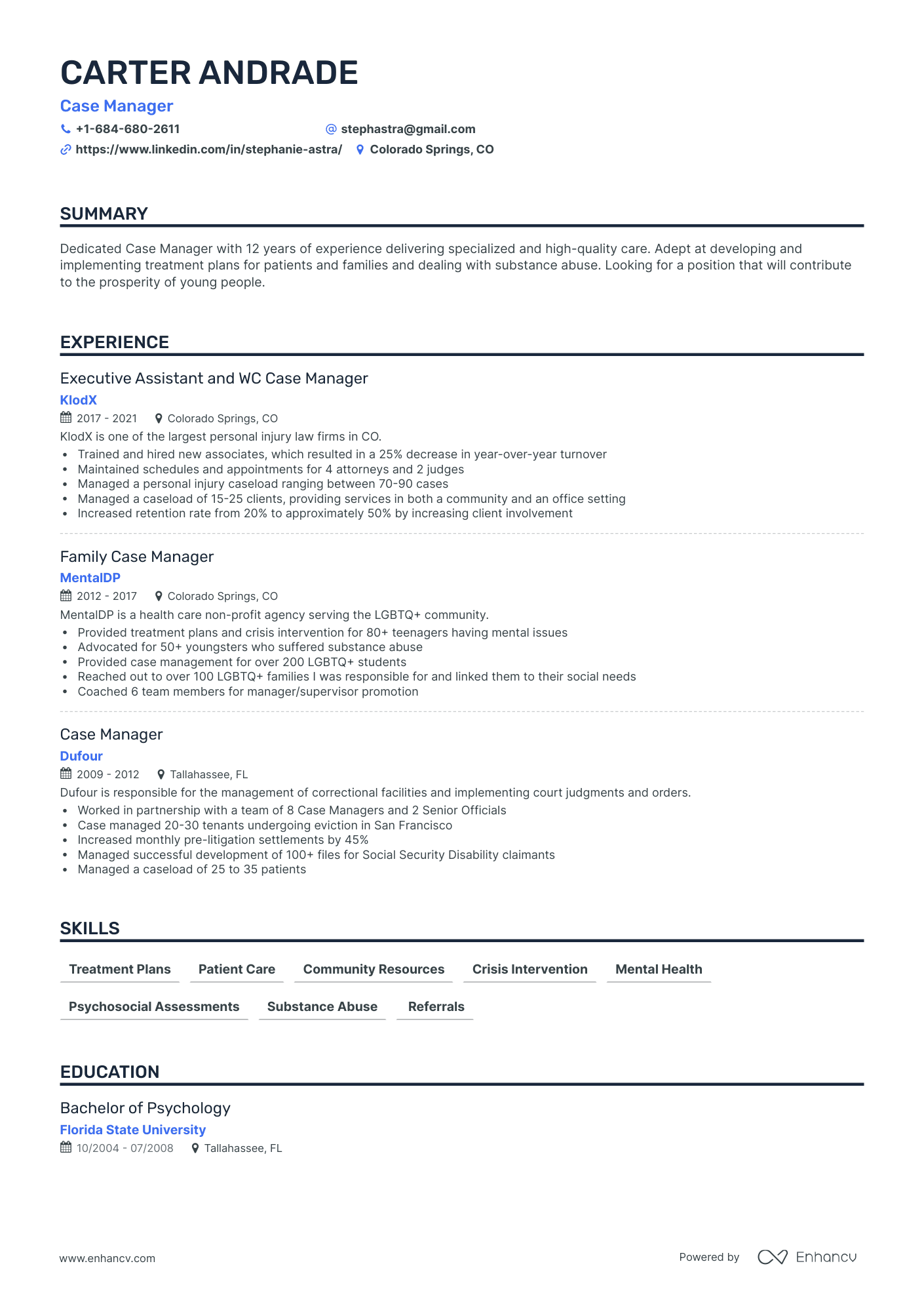 Classic Case Manager Resume Template