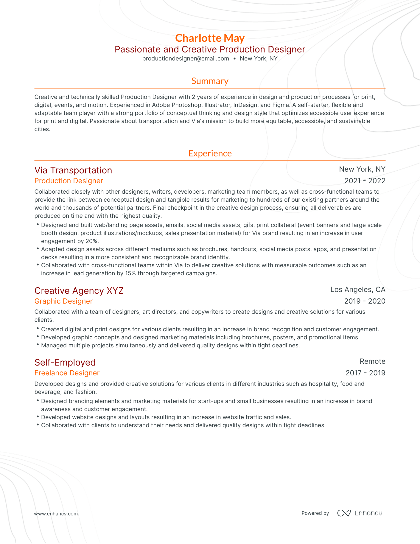 Traditional Production Designer Resume Template