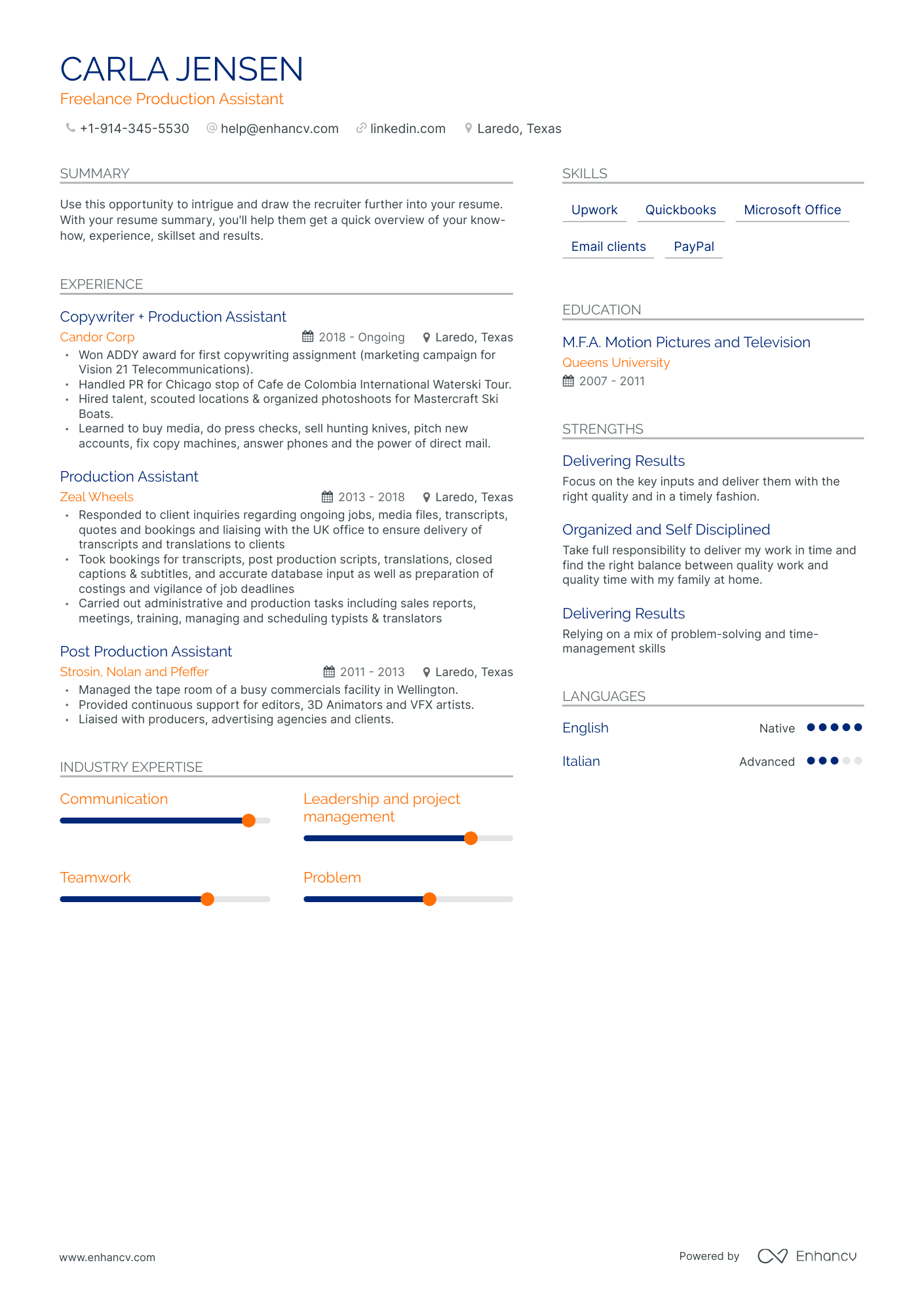 Freelance Production Assistant Resume Examples & Guide for 2023 (Layout
