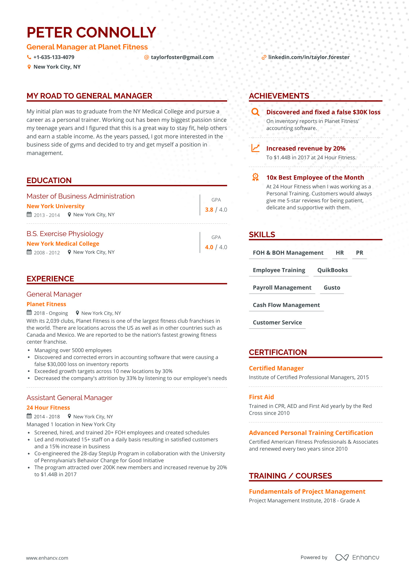 Simple General Manager Resume Template