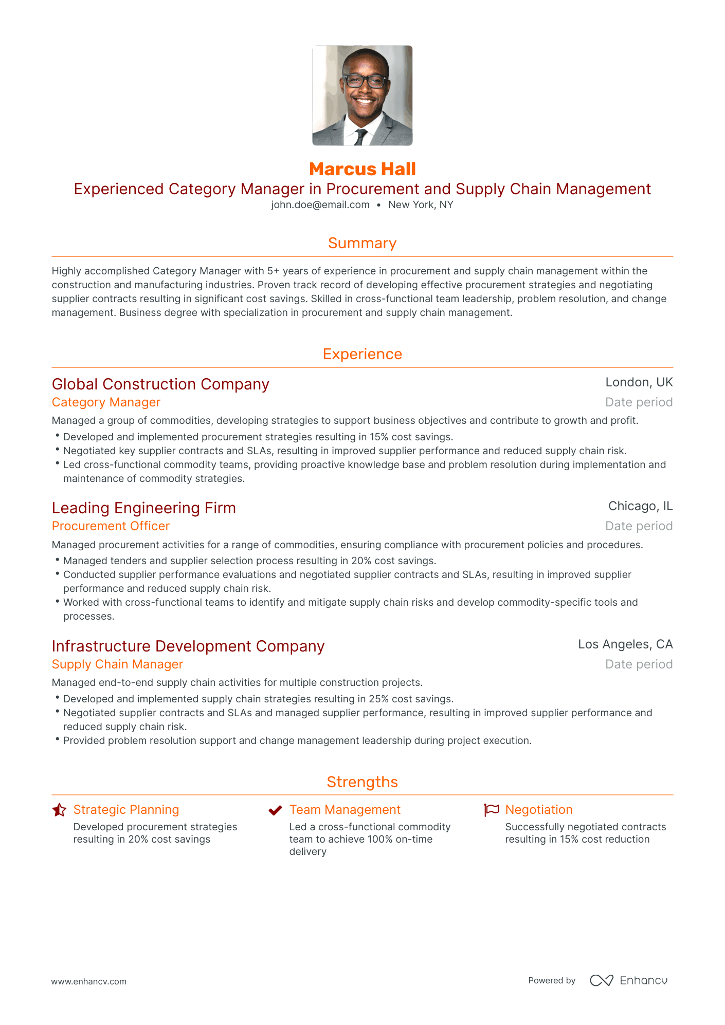 Traditional Commodity Manager Resume Template