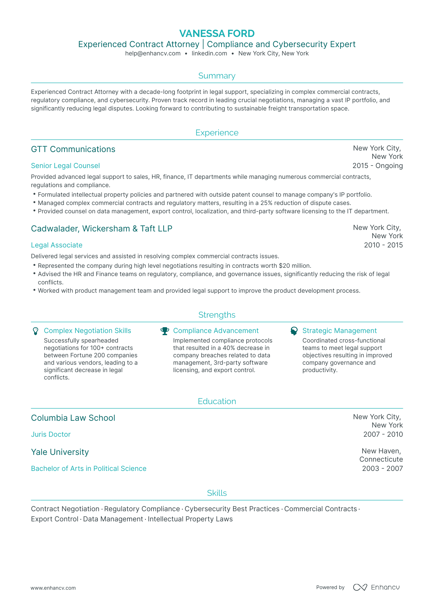 undefined Contract Attorney Resume Template