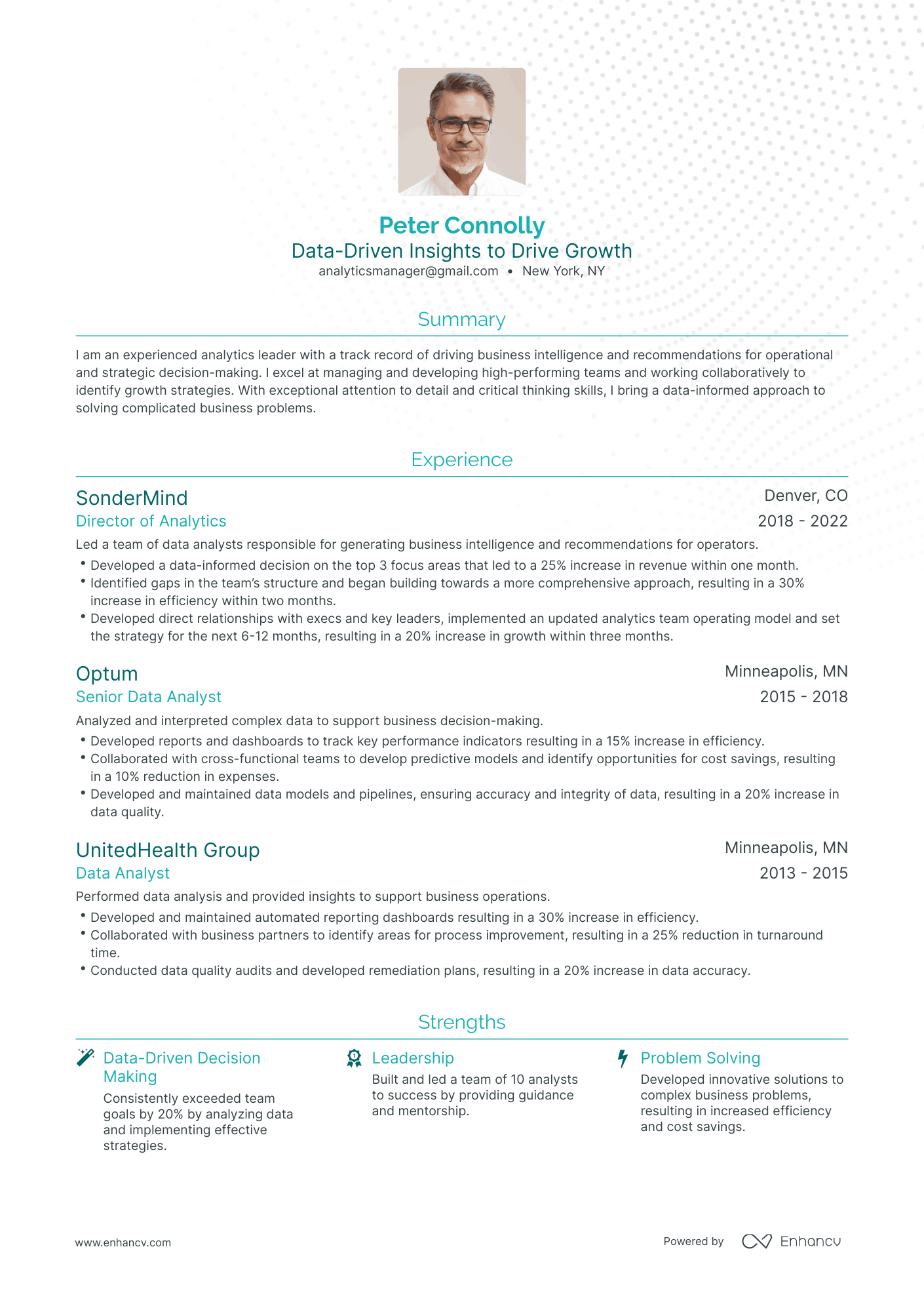 Traditional Analytics Manager Resume Template