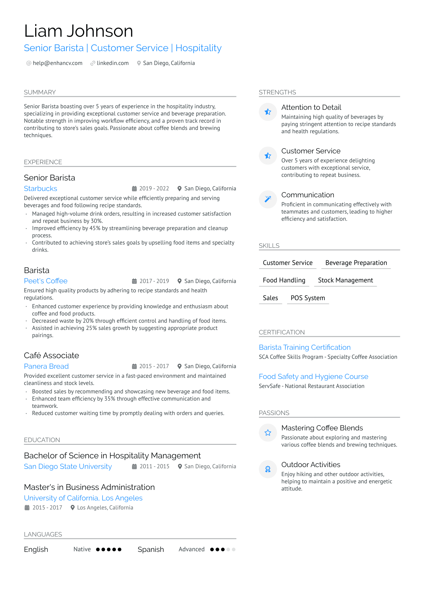 objective on resume for barista job