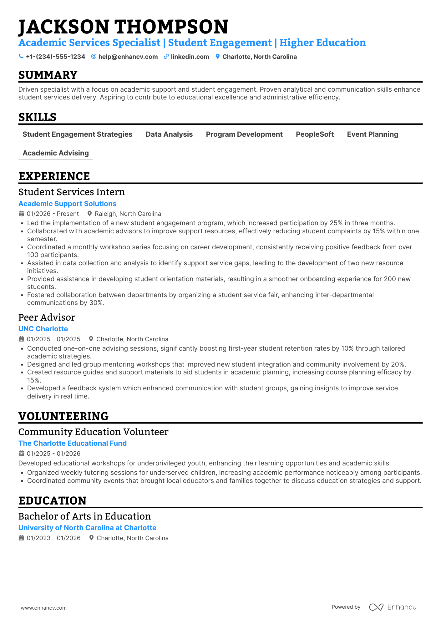 A resume example of a Grad School Student Services Director