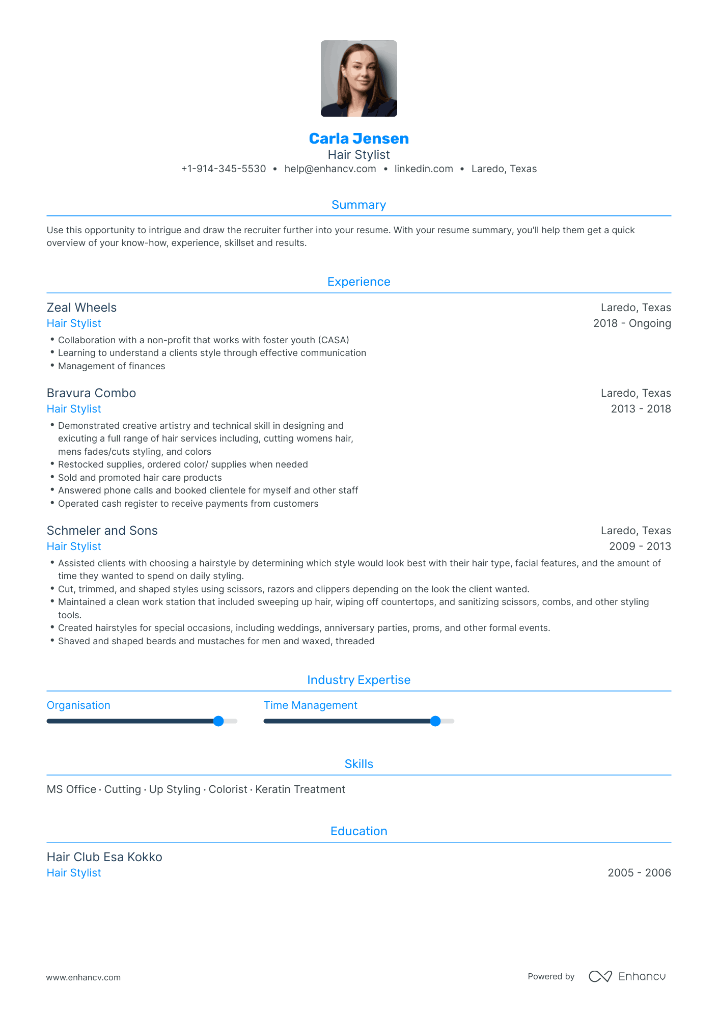 Hair Stylist Resume Examples & Guide for 2023 (Layout, Skills, Keywords &  Job Description)