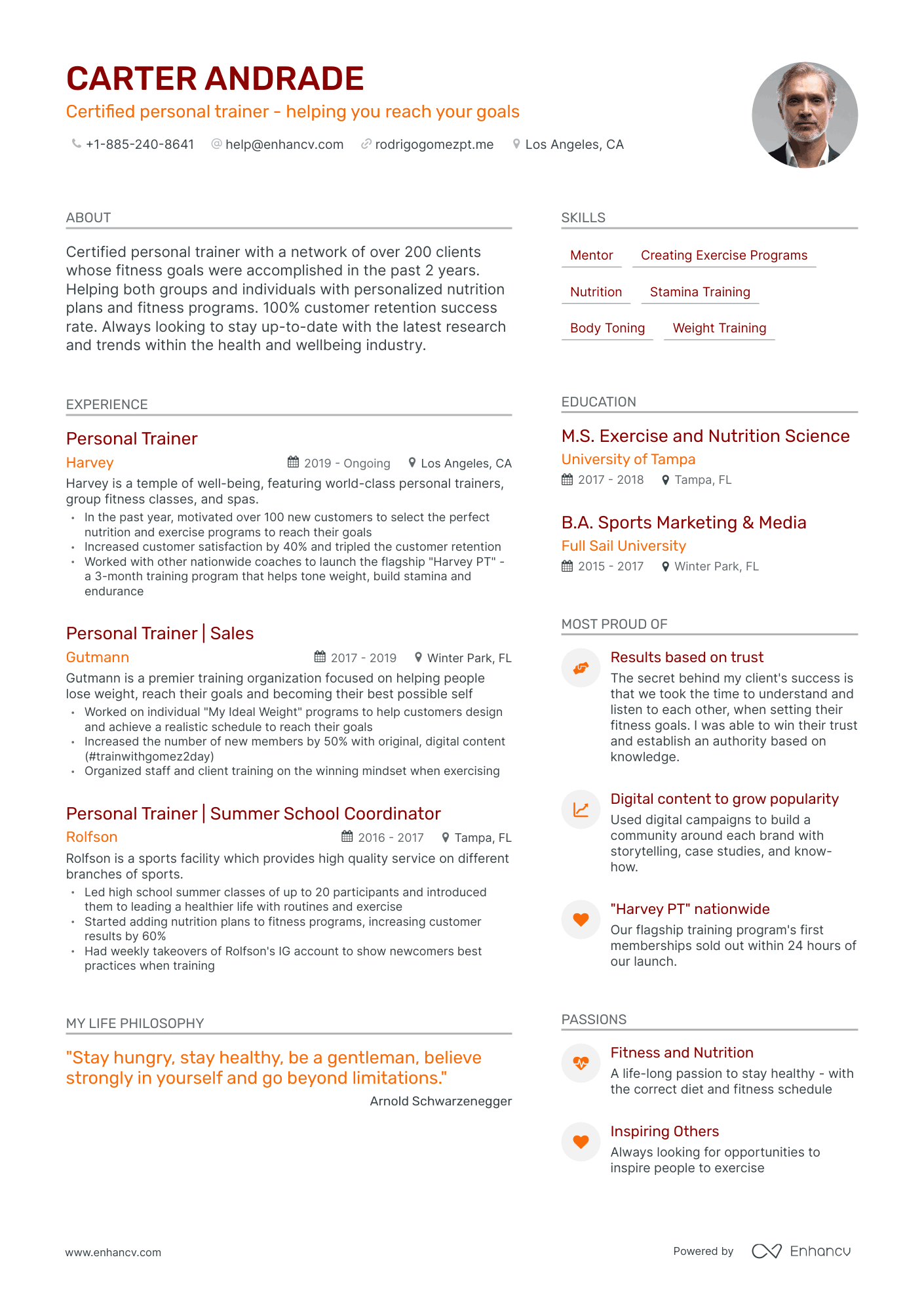 Modern Personal Trainer Resume Template