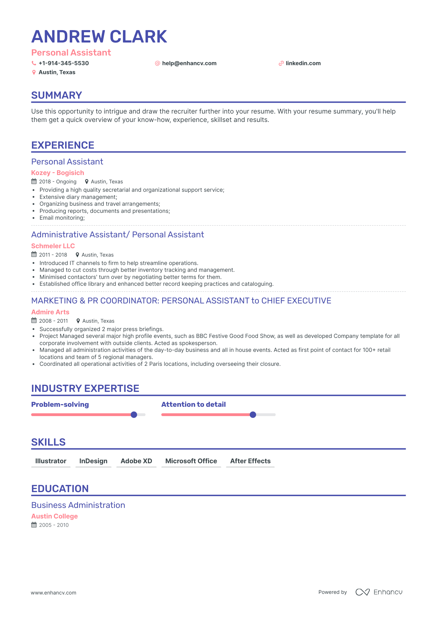 Classic Personal Assistant Resume Template