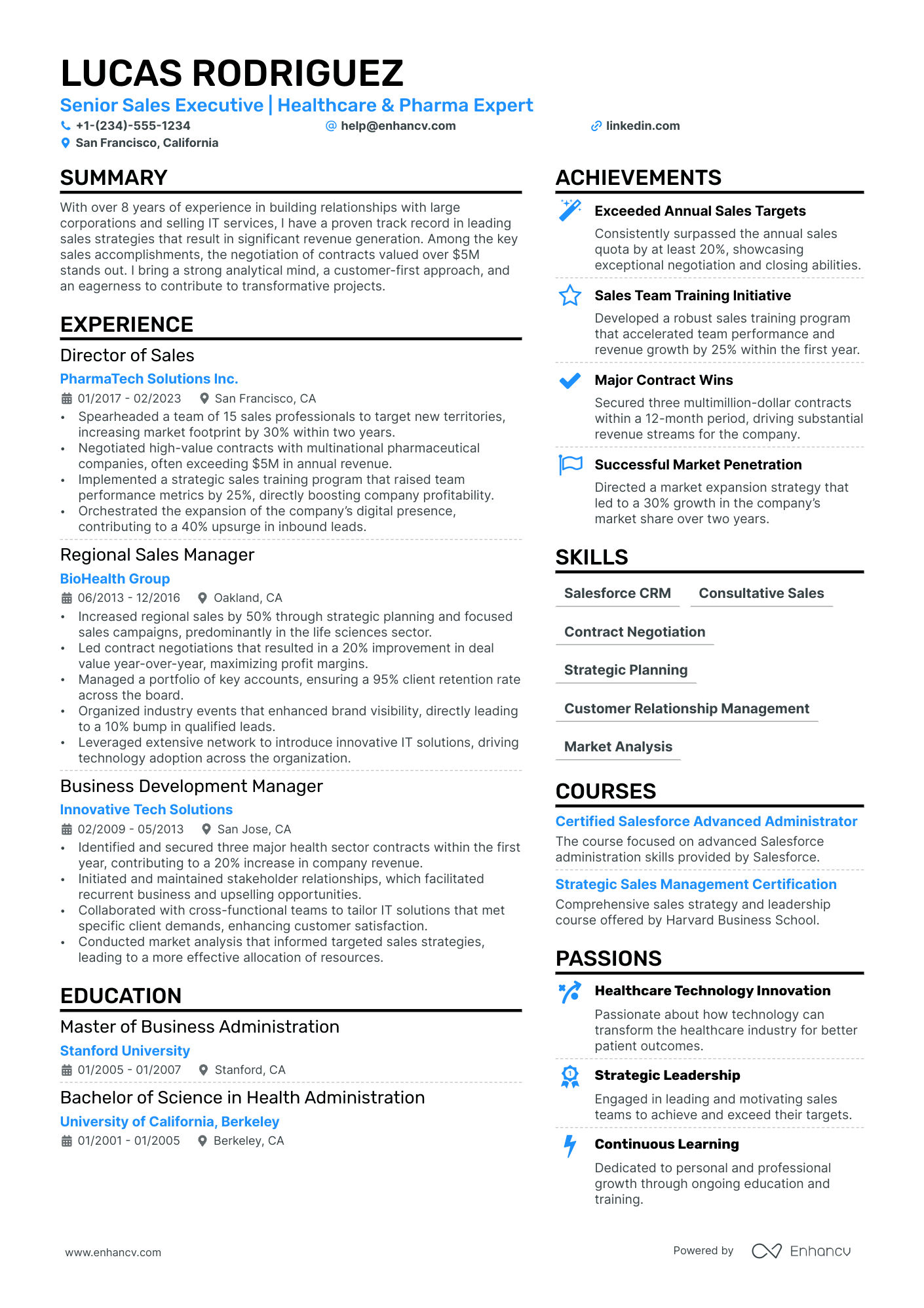 resume template for sales manager