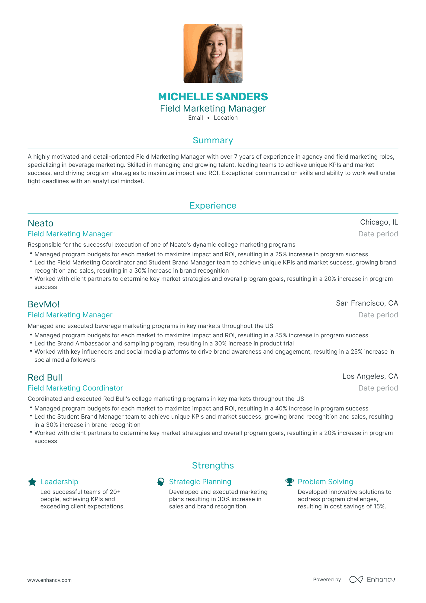 Traditional Field Marketing Manager Resume Template