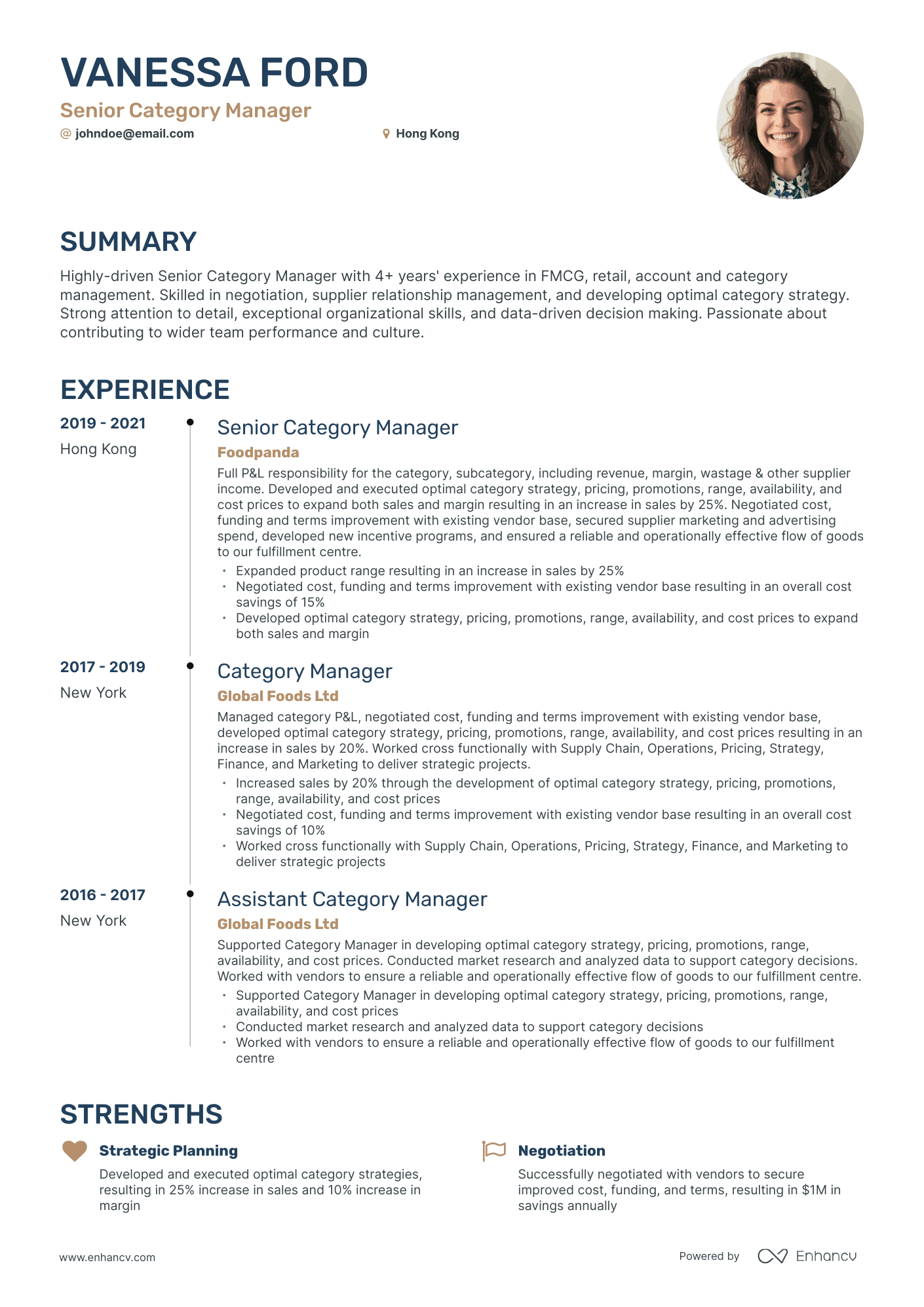 Timeline Category Manager Resume Template