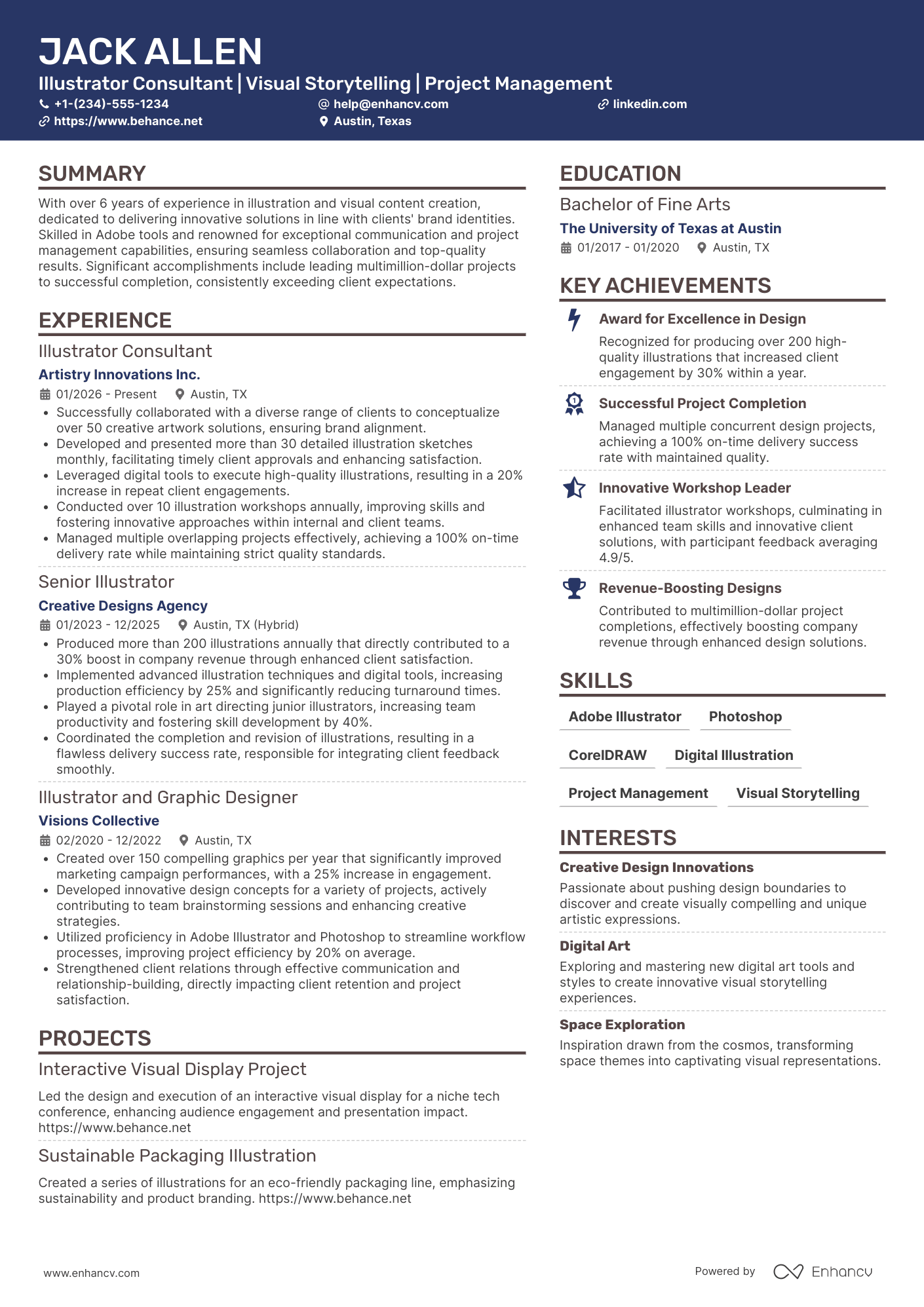A resume example of a Illustrator Consultant
