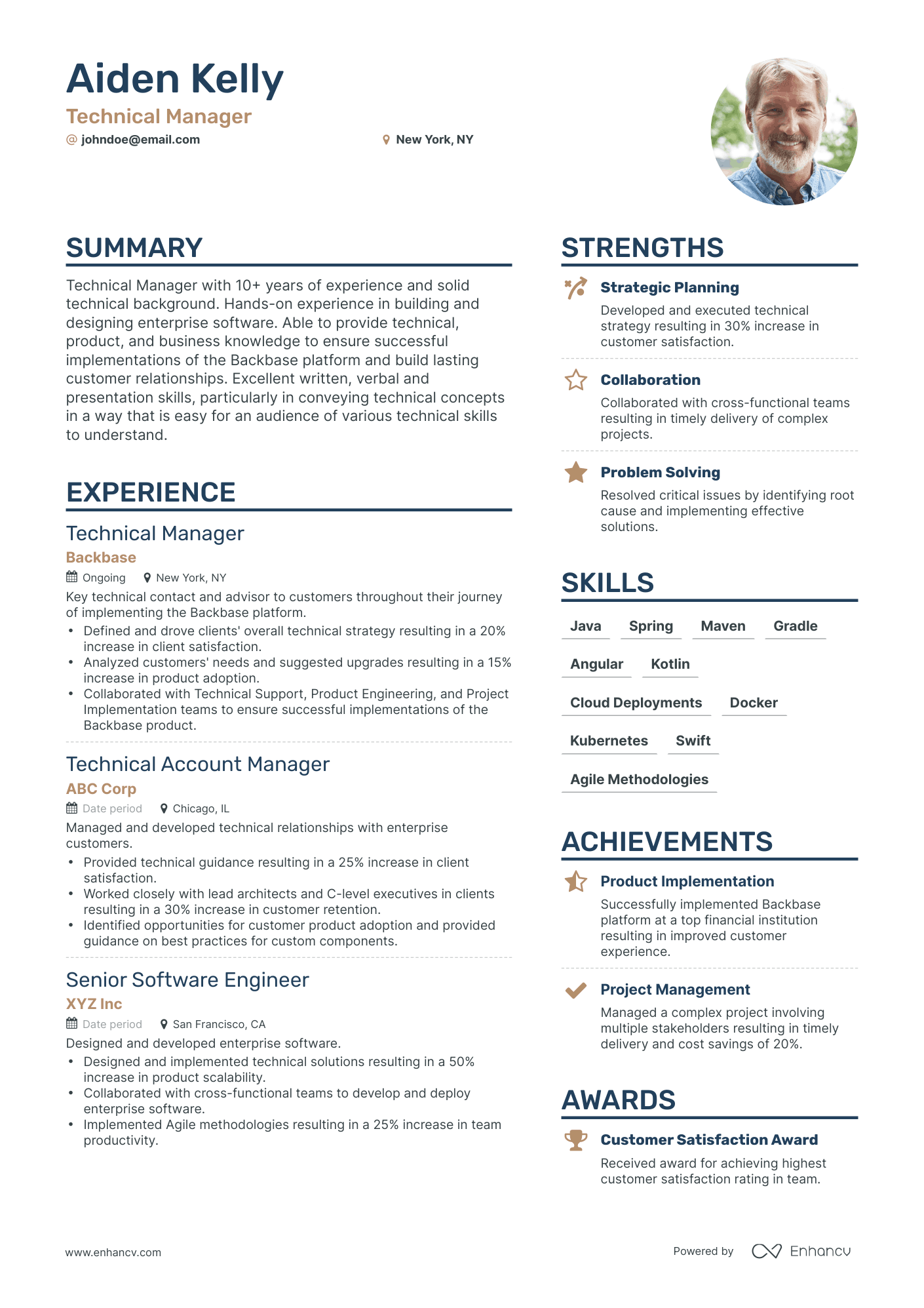 Simple Technical Manager Resume Template