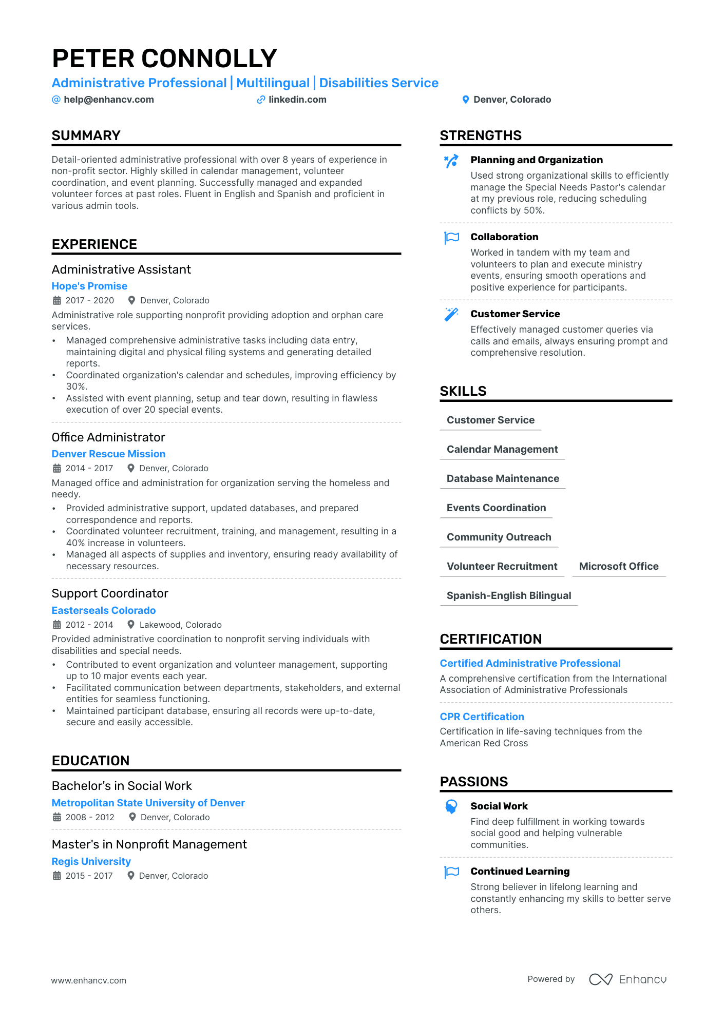 free sample resume for administrative assistant position