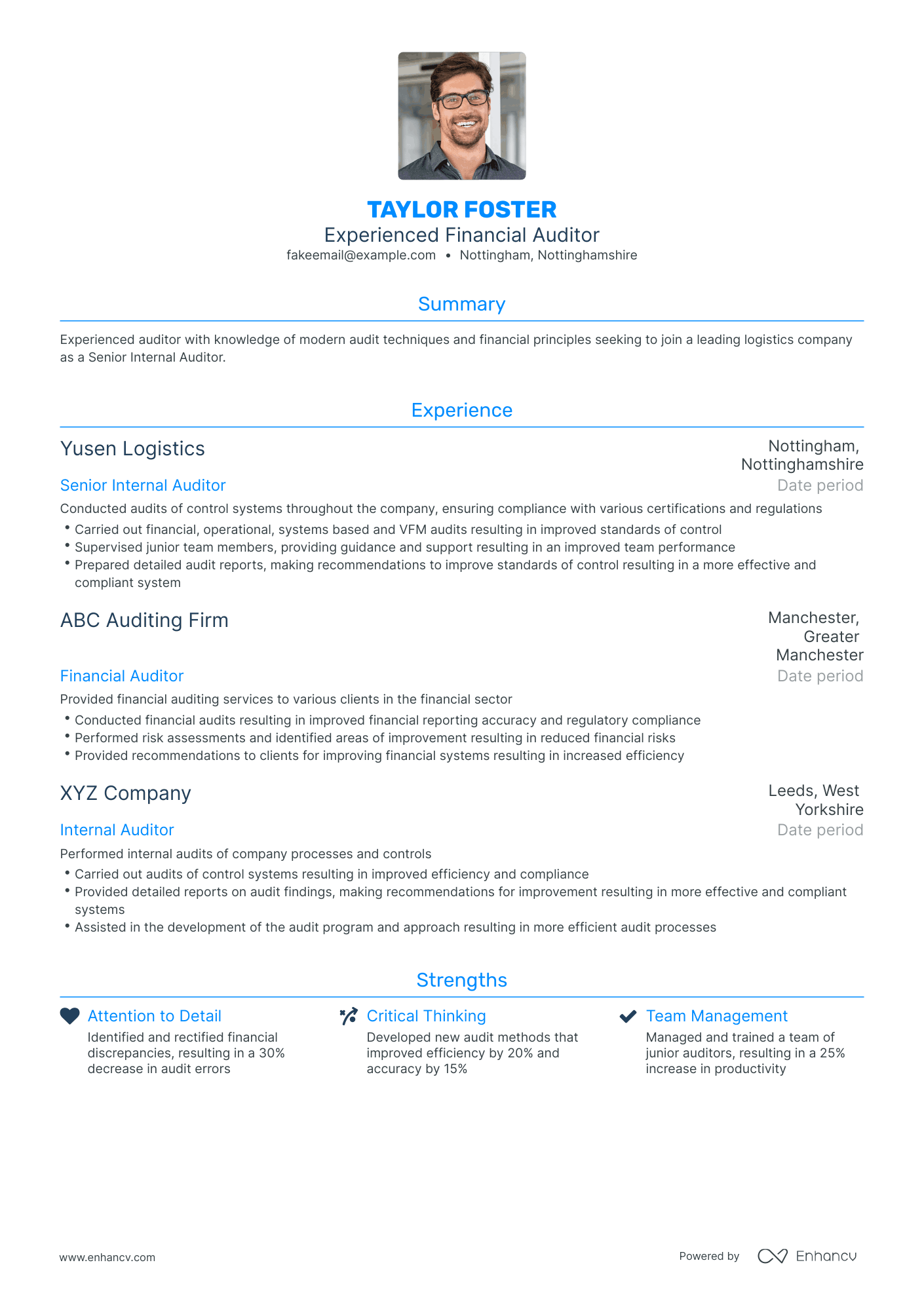 Traditional Financial Auditor Resume Template