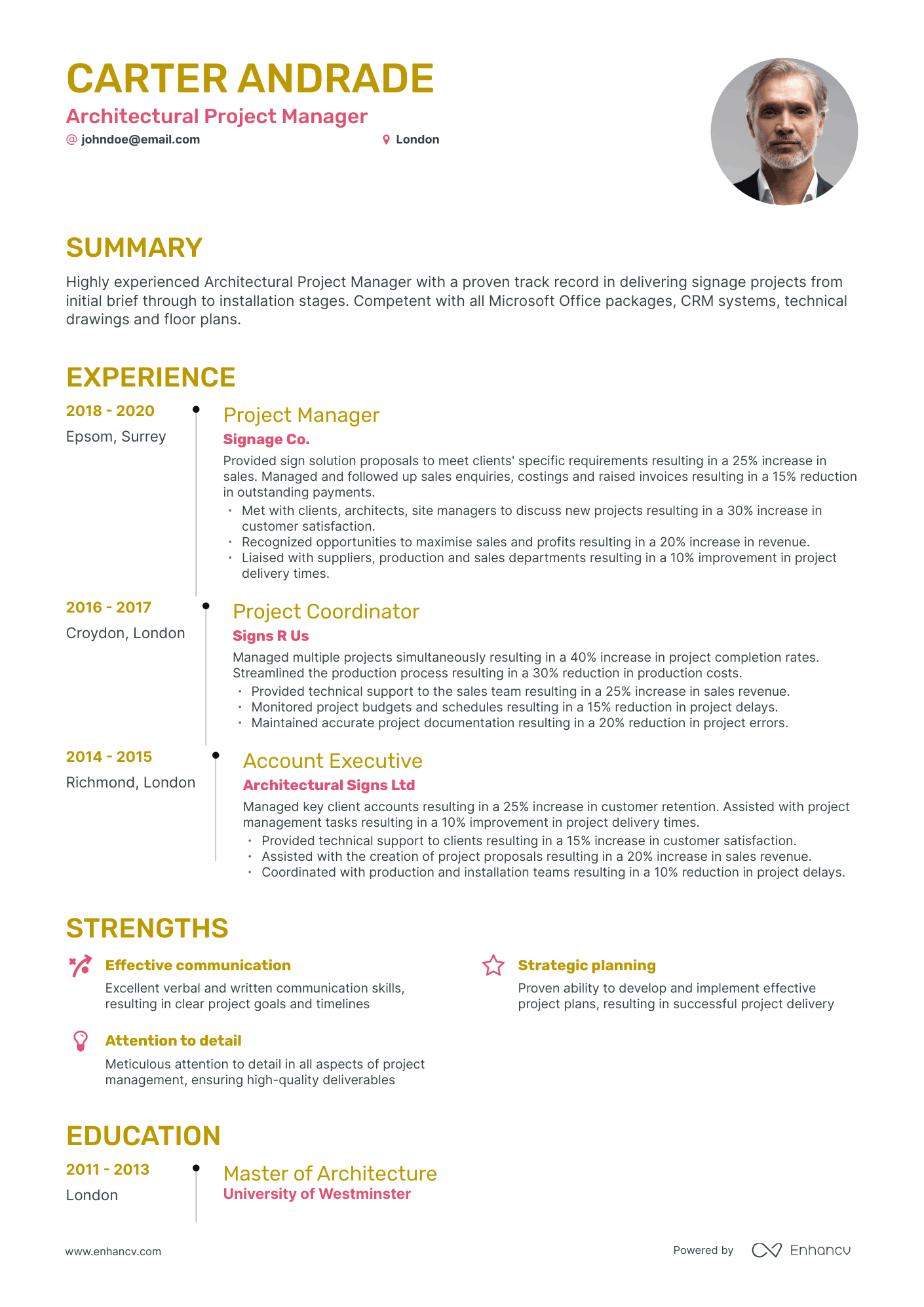 Timeline Architectural Project Manager Resume Template