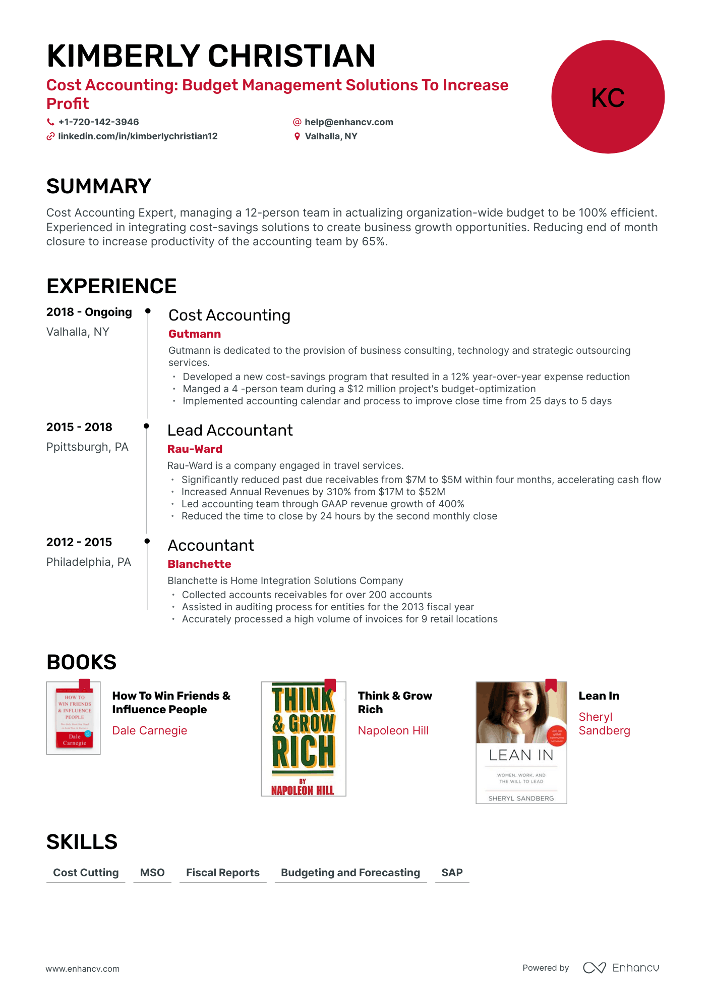 Timeline Cost Accounting Resume Template