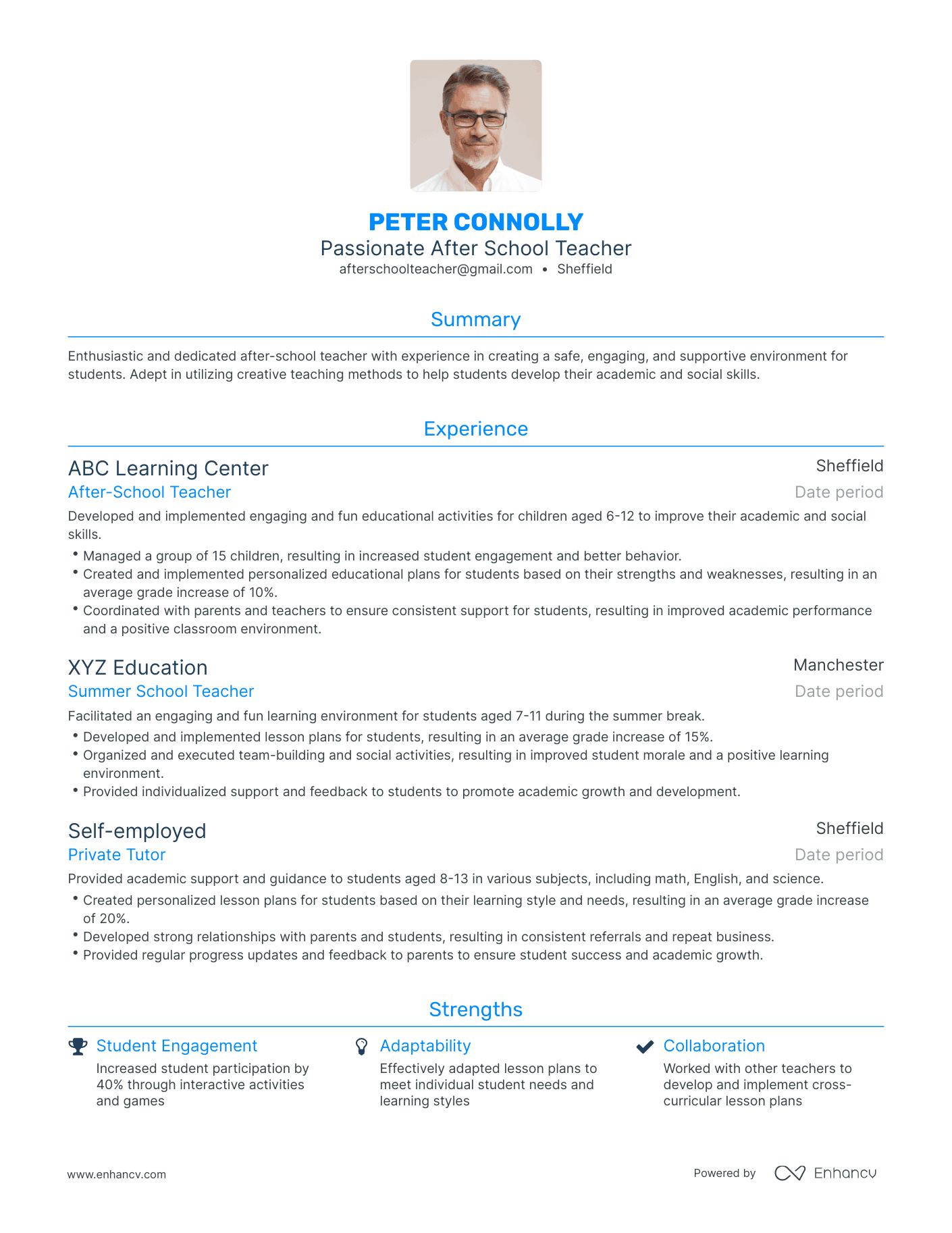 Traditional After School Teacher Resume Template