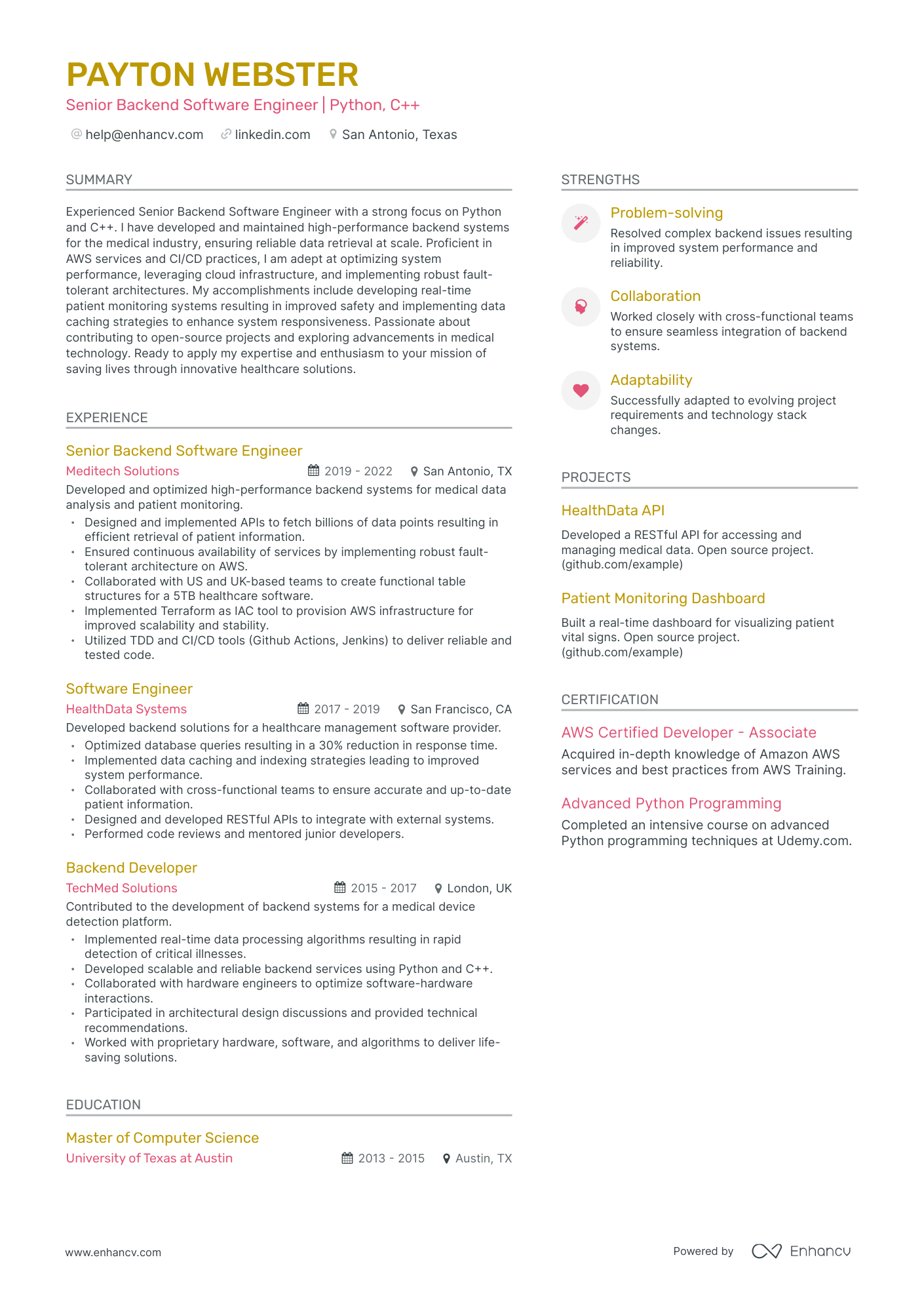 undefined Python Programmer Resume Template