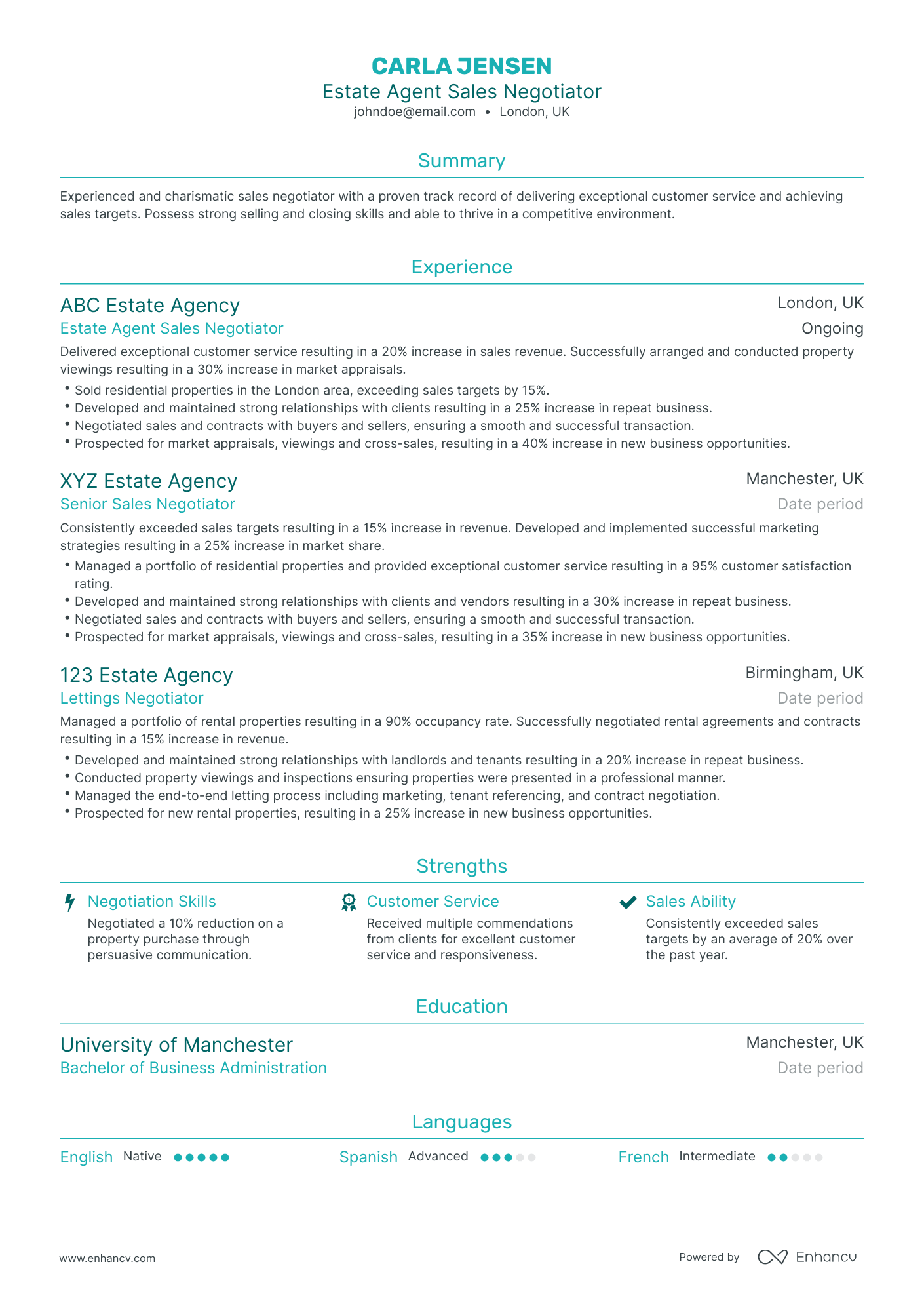 Traditional Sales Agent Resume Template