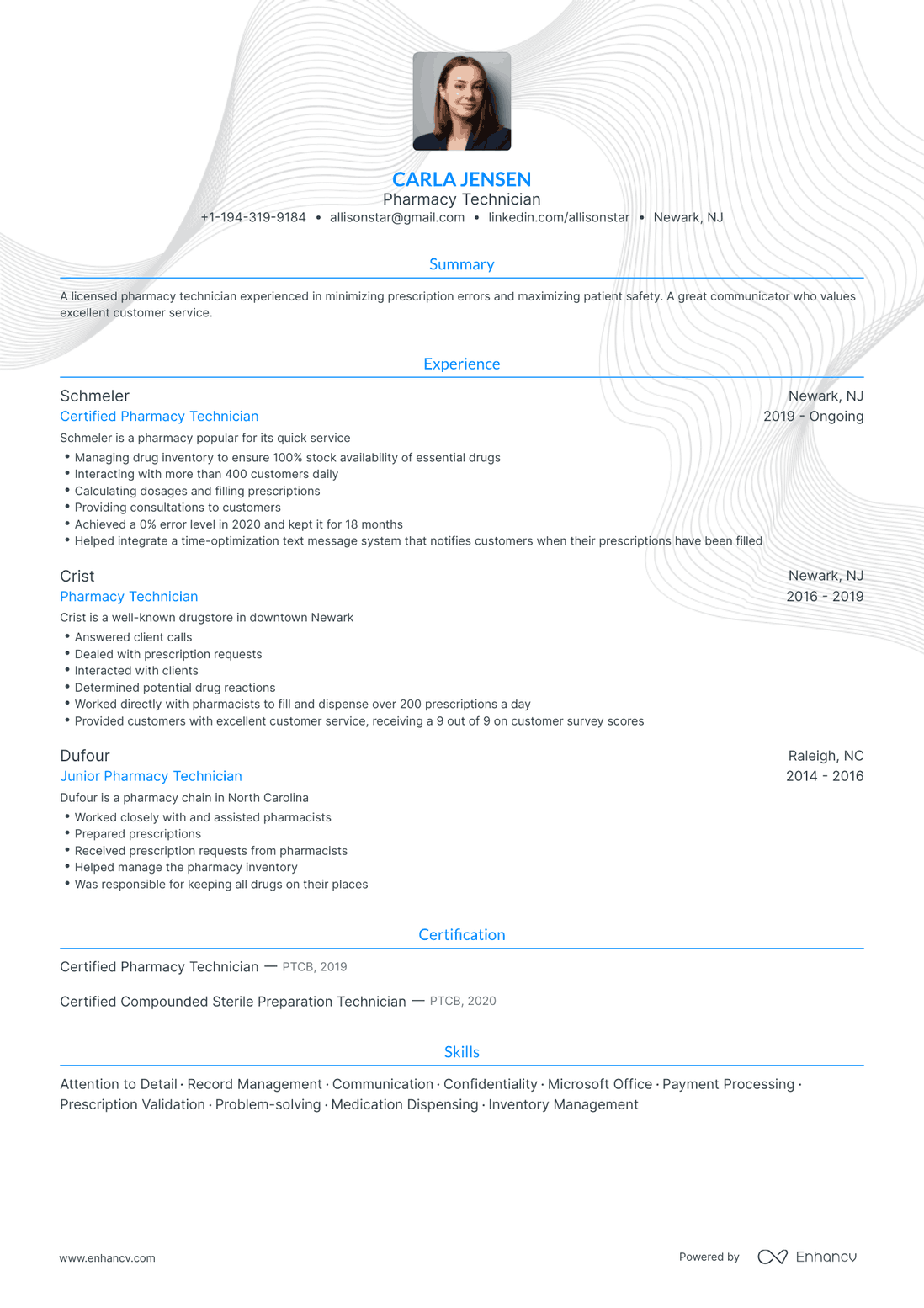 Traditional Pharmacy Technician Resume Template