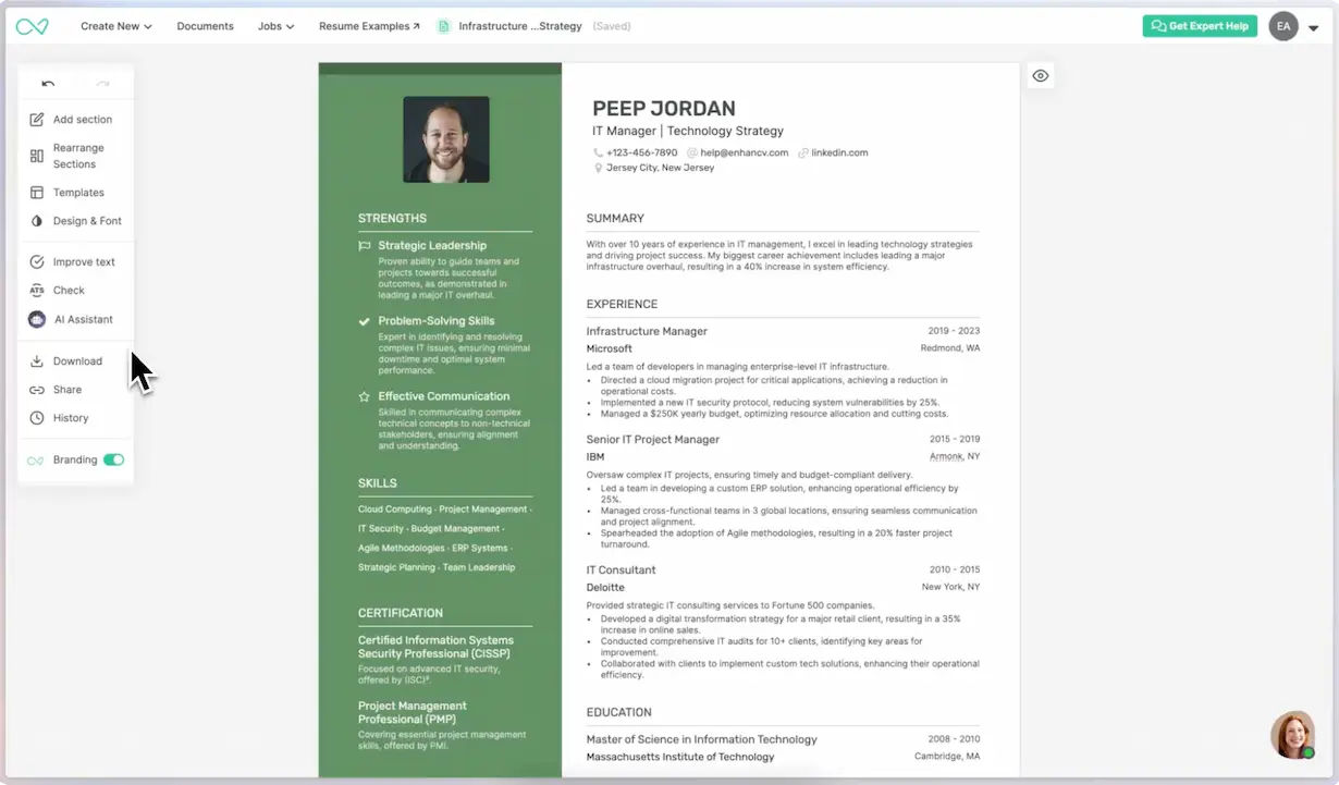 A feature packed resume builder