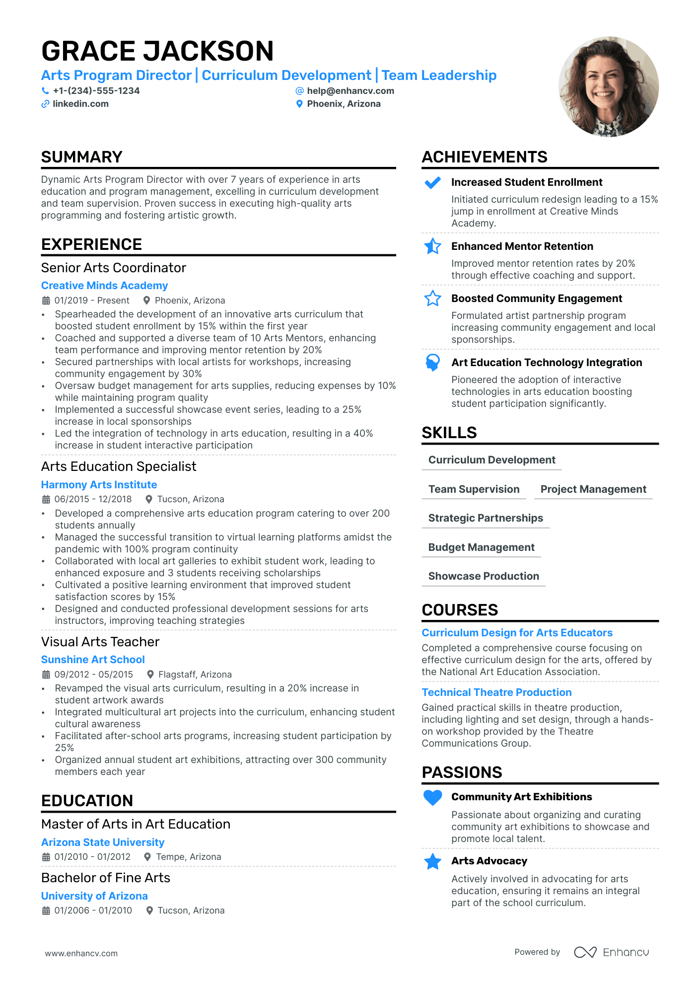 Artistic Director Resume Example
