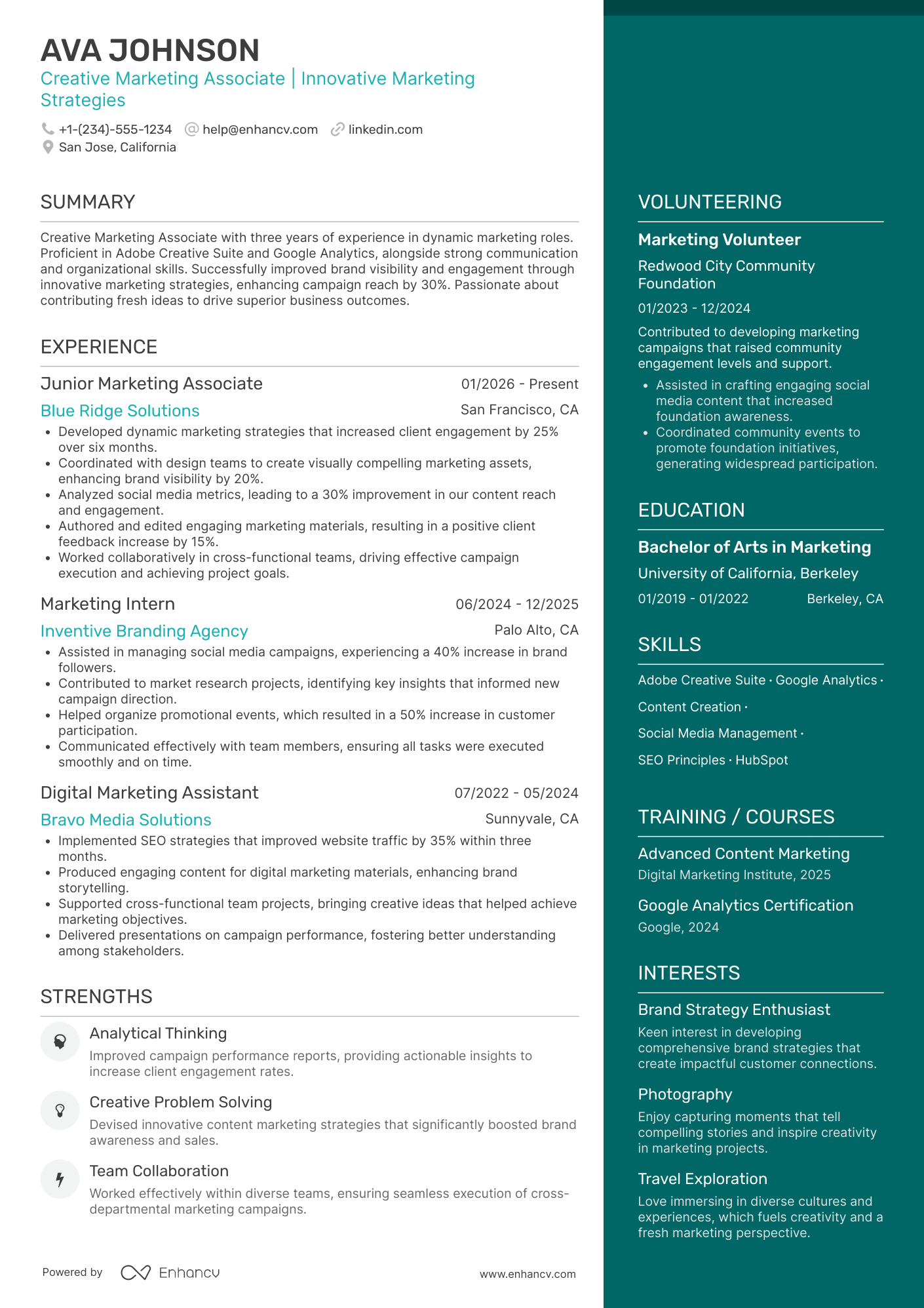 Mid Level Creative Marketing Associate Resume Example