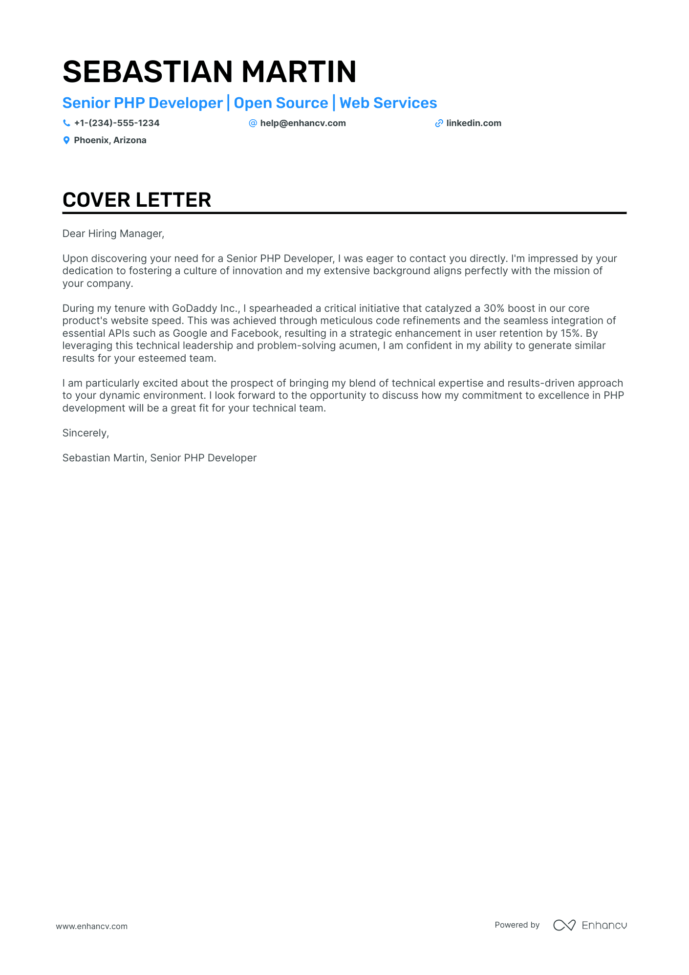 PHP Web Developer Resume Example