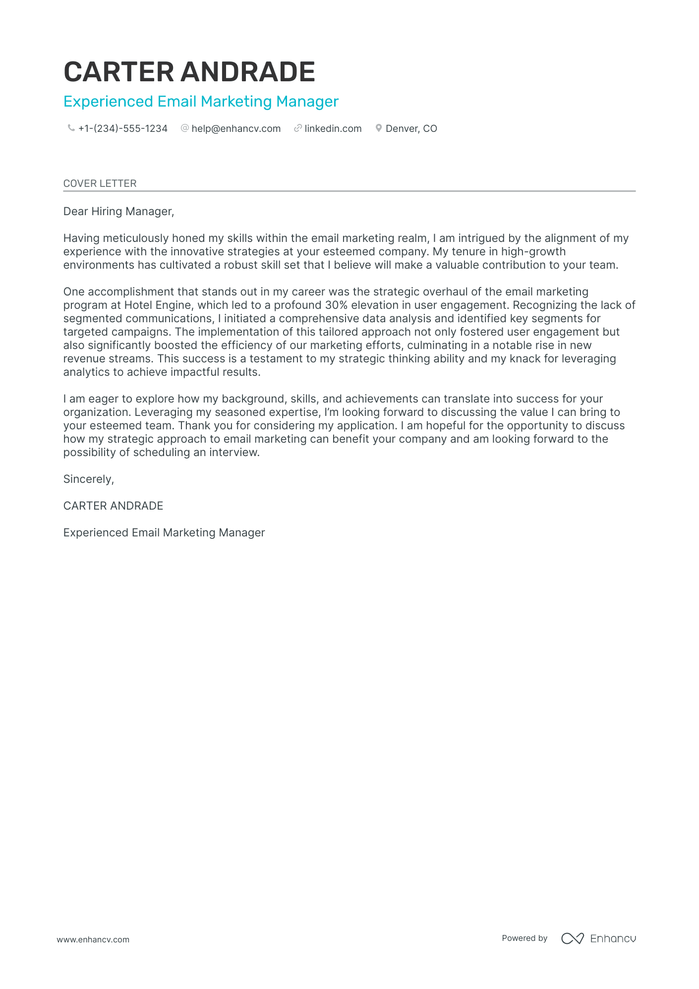 Email Marketing Manager Resume Example