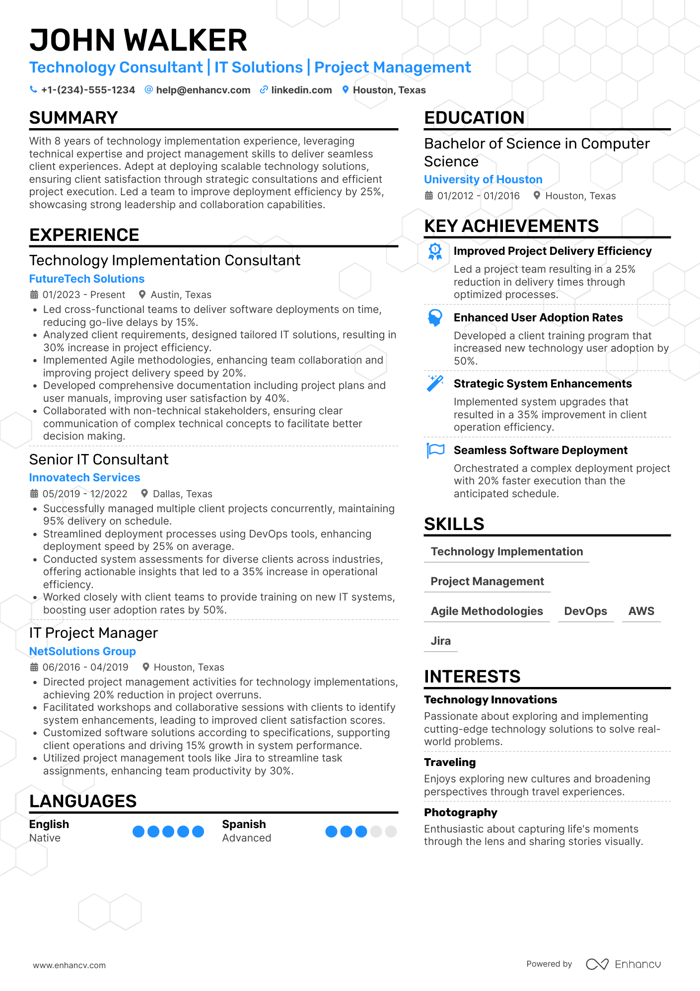 Technology Implementation Consultant Resume Example