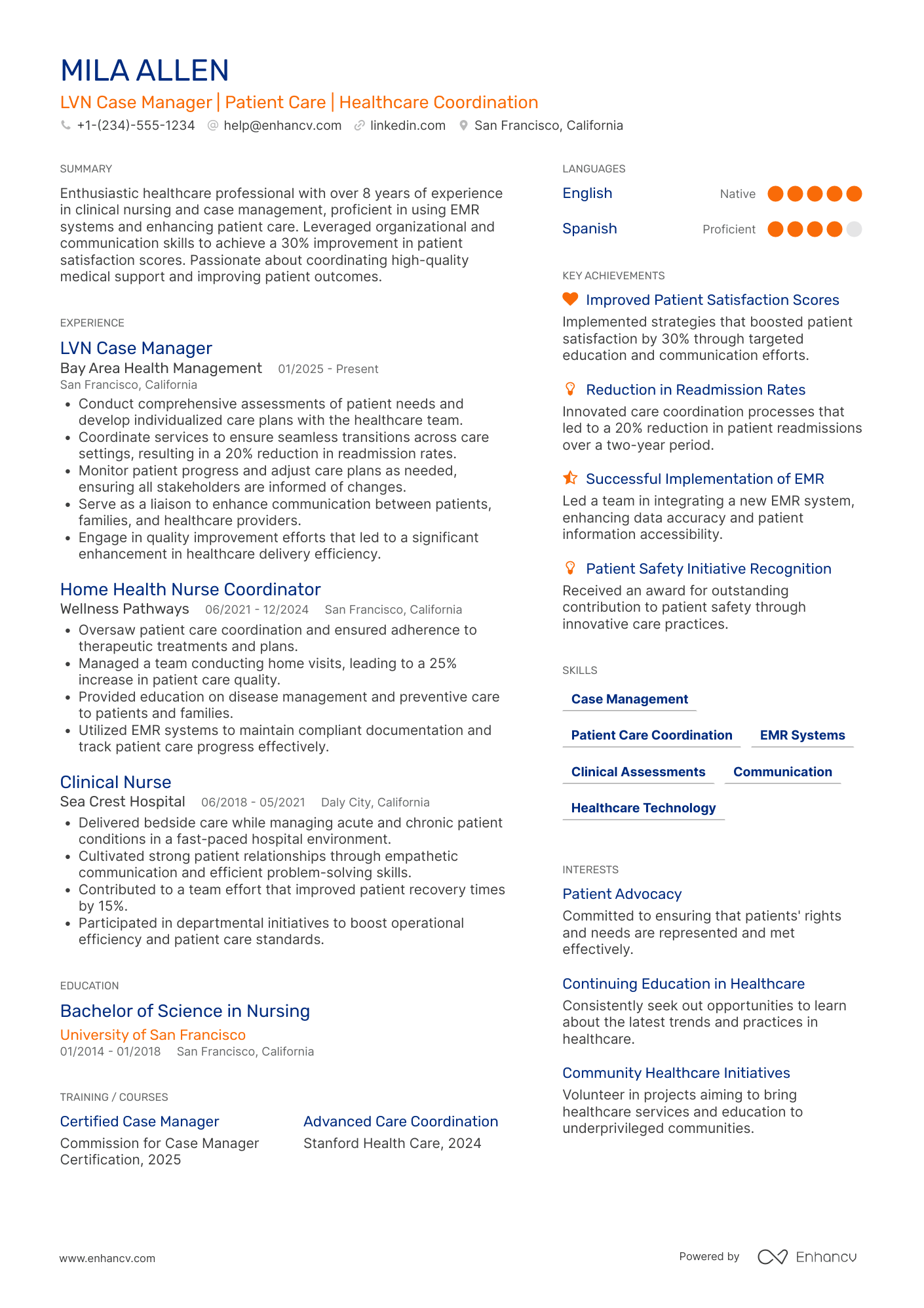 LVN Case Manager Resume Example