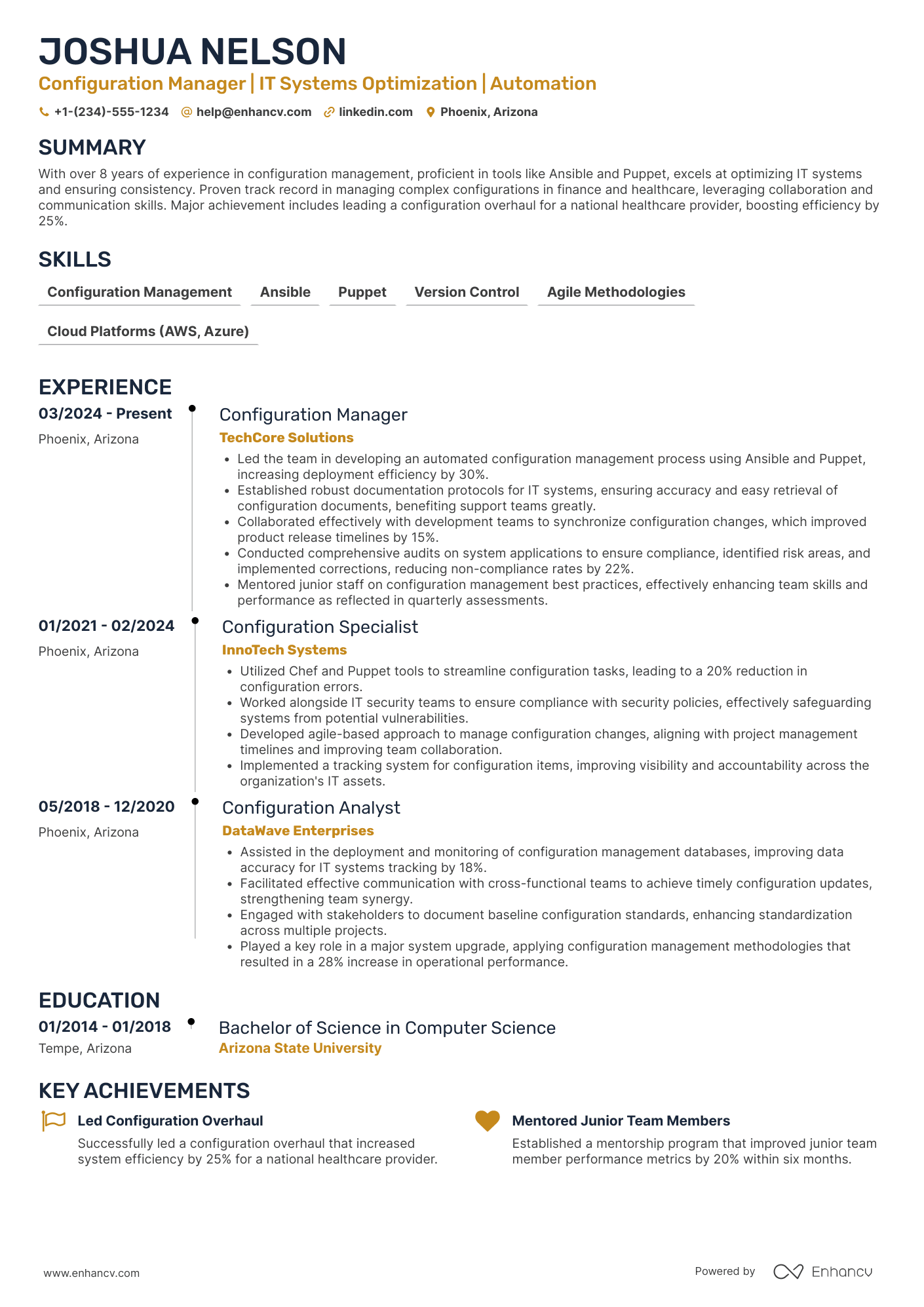 Configuration Manager Resume Example