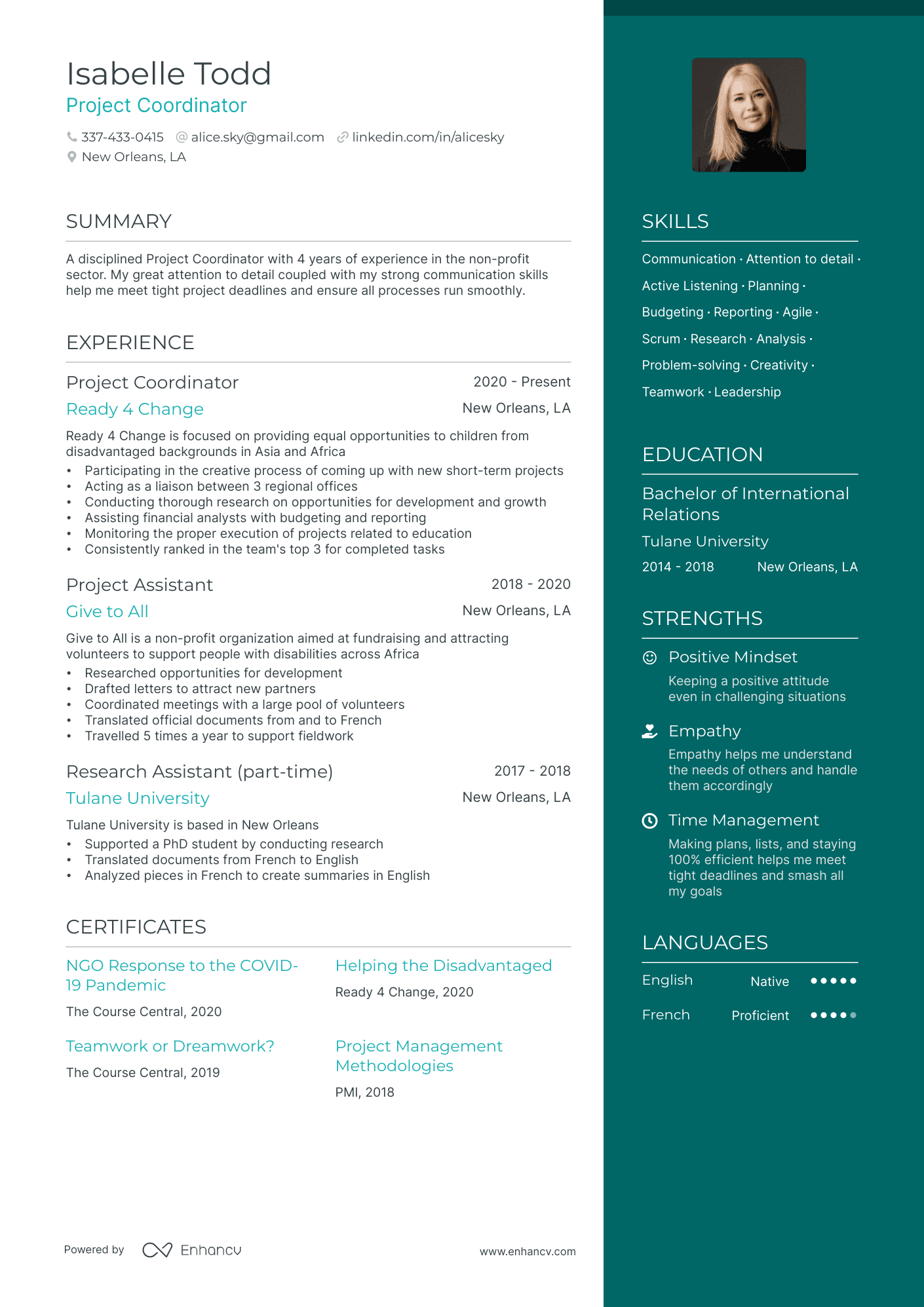 Non Profit Resume Example